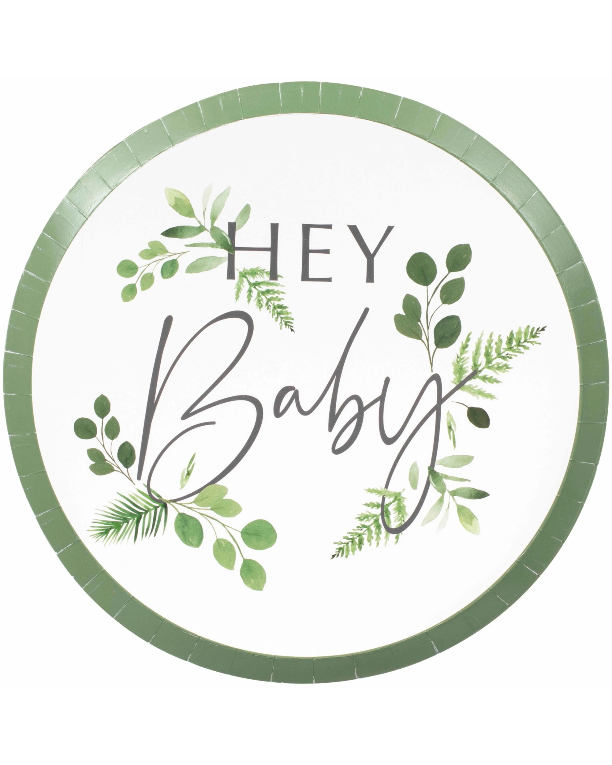 1 Ginger Ray Ginger Ray Botanical Hey Baby Large Paper Plates Pack of 8, 1 of 1