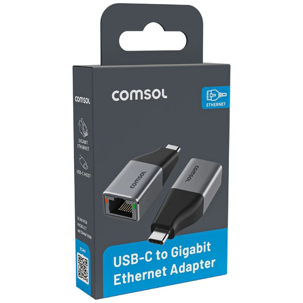 2 Comsol USB-C to Gigabit Ethernet Adapter Grey, 2 of 4