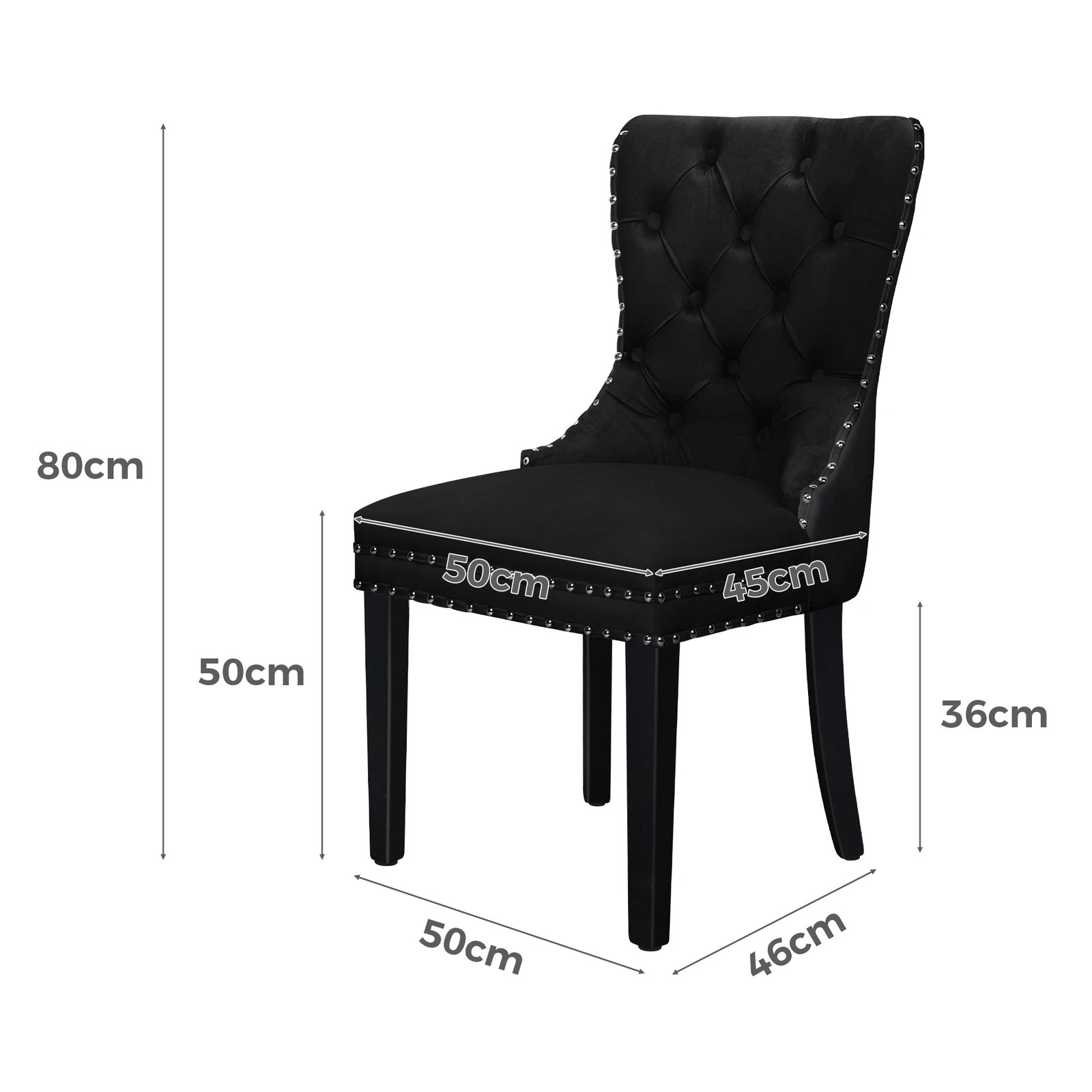 3 Alfordson 2x Dining Chairs Kitchen Lounge Velvet - Black, 3 of 4