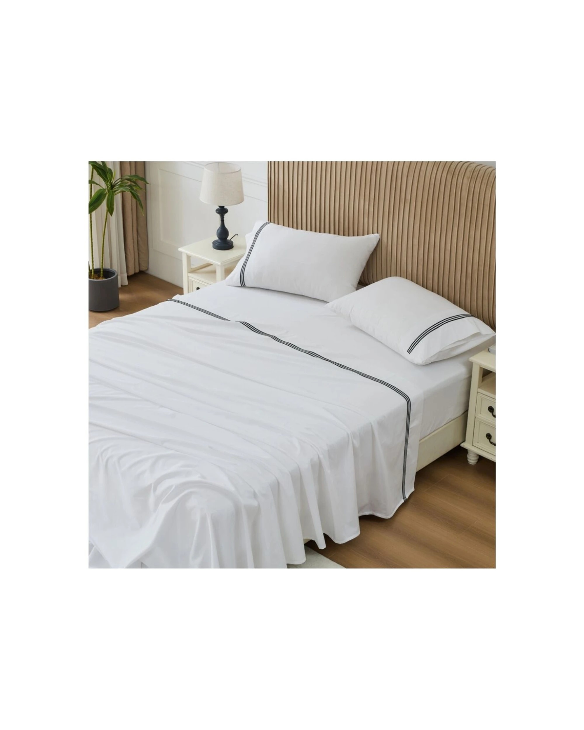 6 Grosvenor House 500TC Egyptian Cotton Hotel Embroidered Bed Bedding Sheet Set - Queen Bed - White, 6 of 8