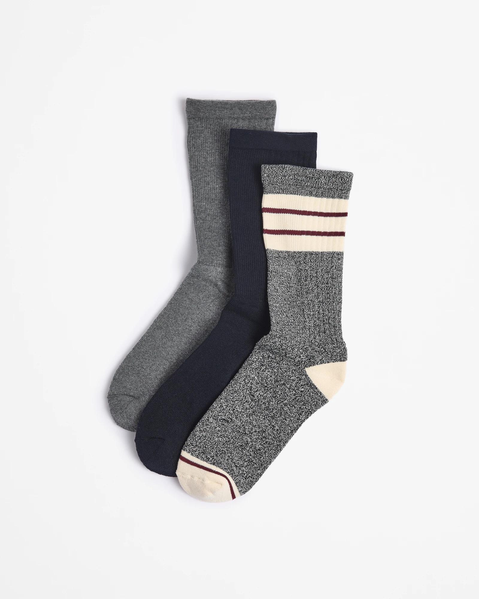 1 Australian Cotton Blend 3 Pack Comfort Crew Socks - Maxx BLACK STRIPE, 1 of 3
