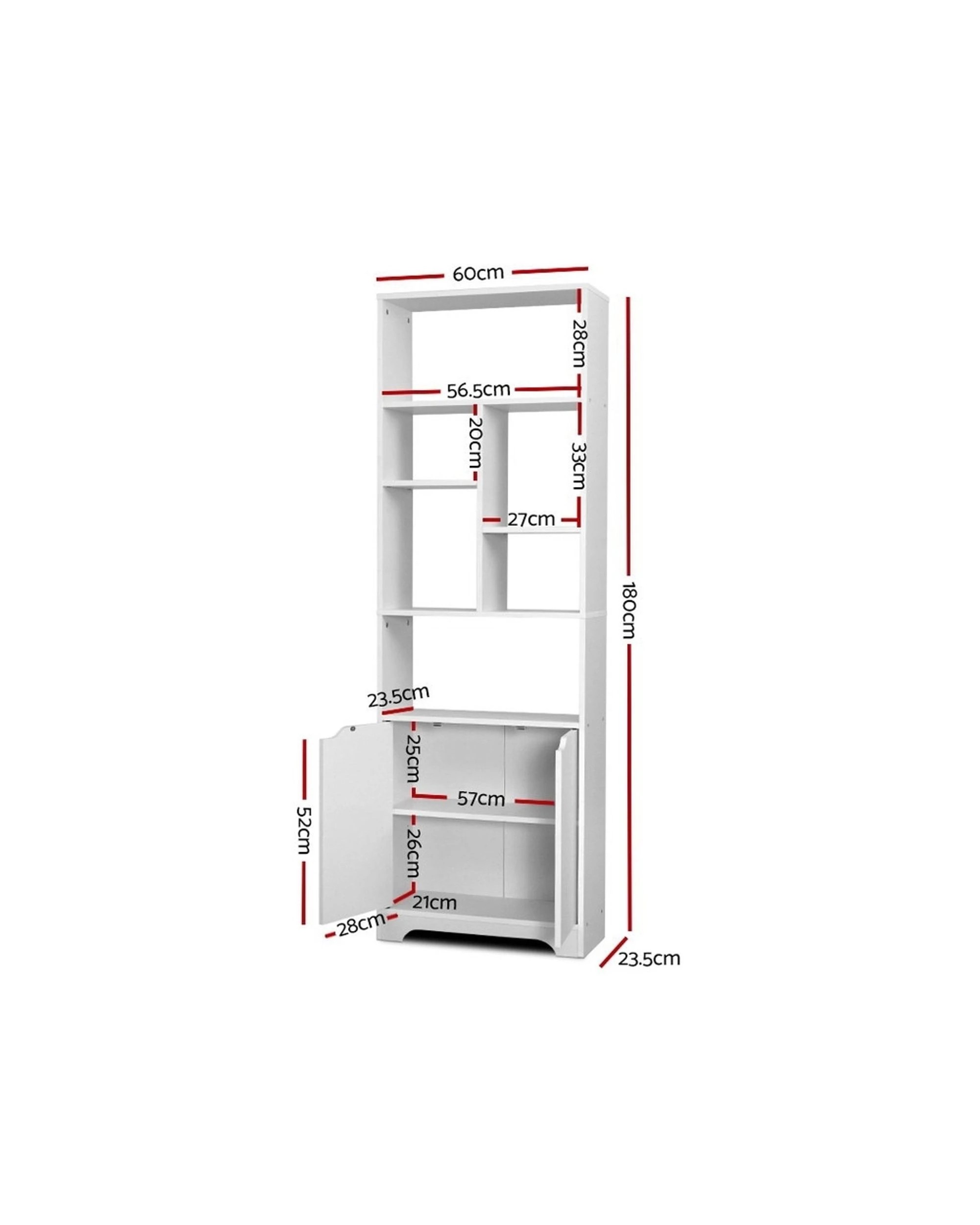 2 Artiss Bookshelf With Cabinetg
 - White, 2 of 3