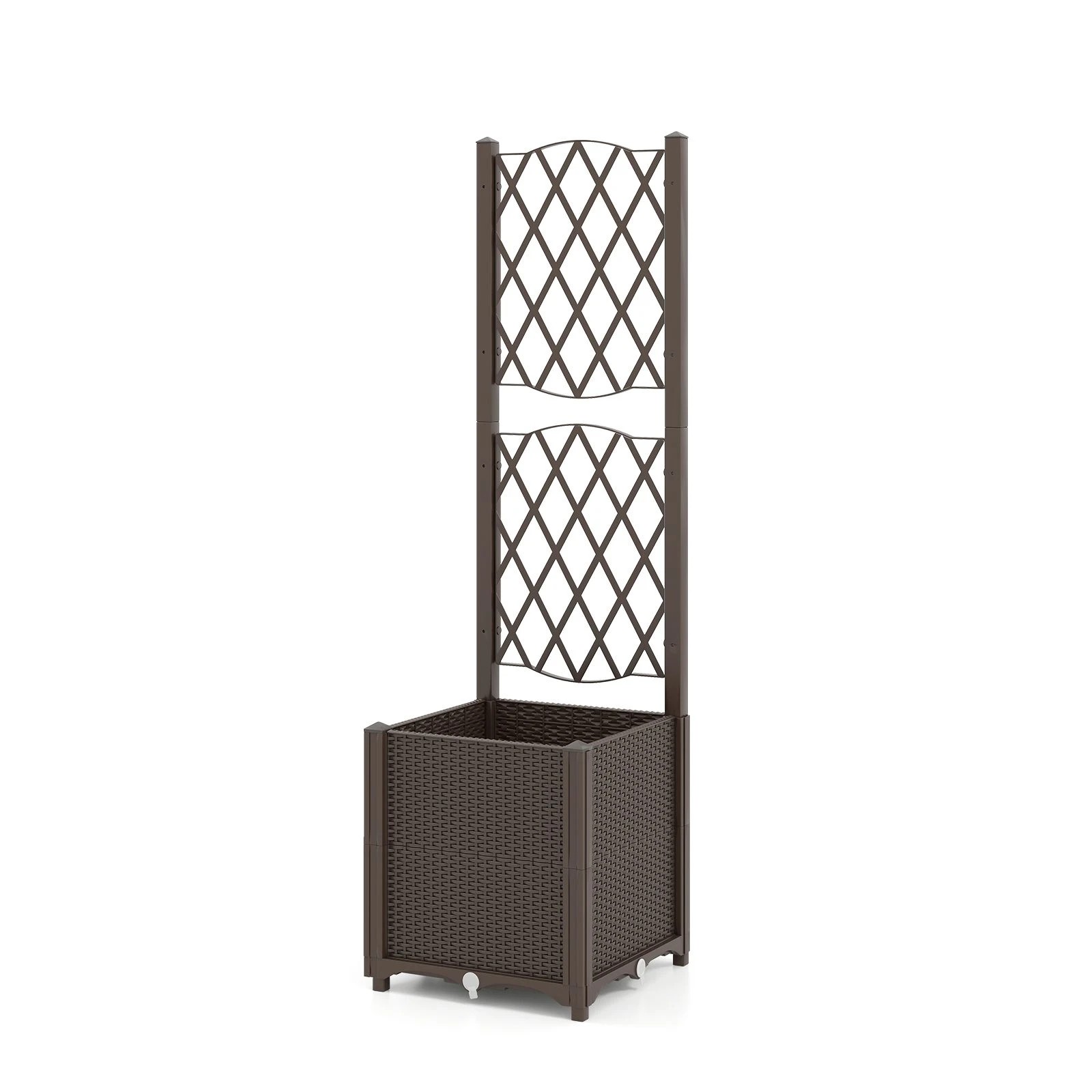 1 Costway Raised Garden Bed w/Trellis Elevated Planter Box Climbing Vine Flower - Brown, 1 of 1