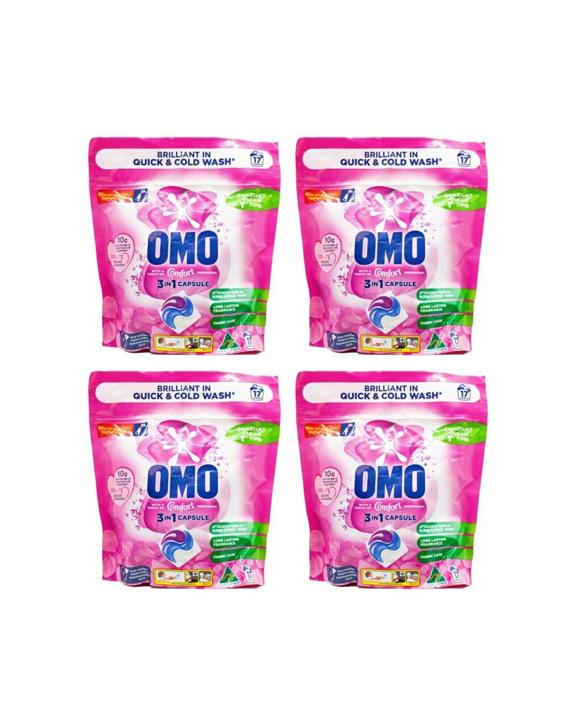 OMO 4x 17PK 3-in-1 Laundry Capsule Detergent w Comfort Fabric Conditioner - Assorted