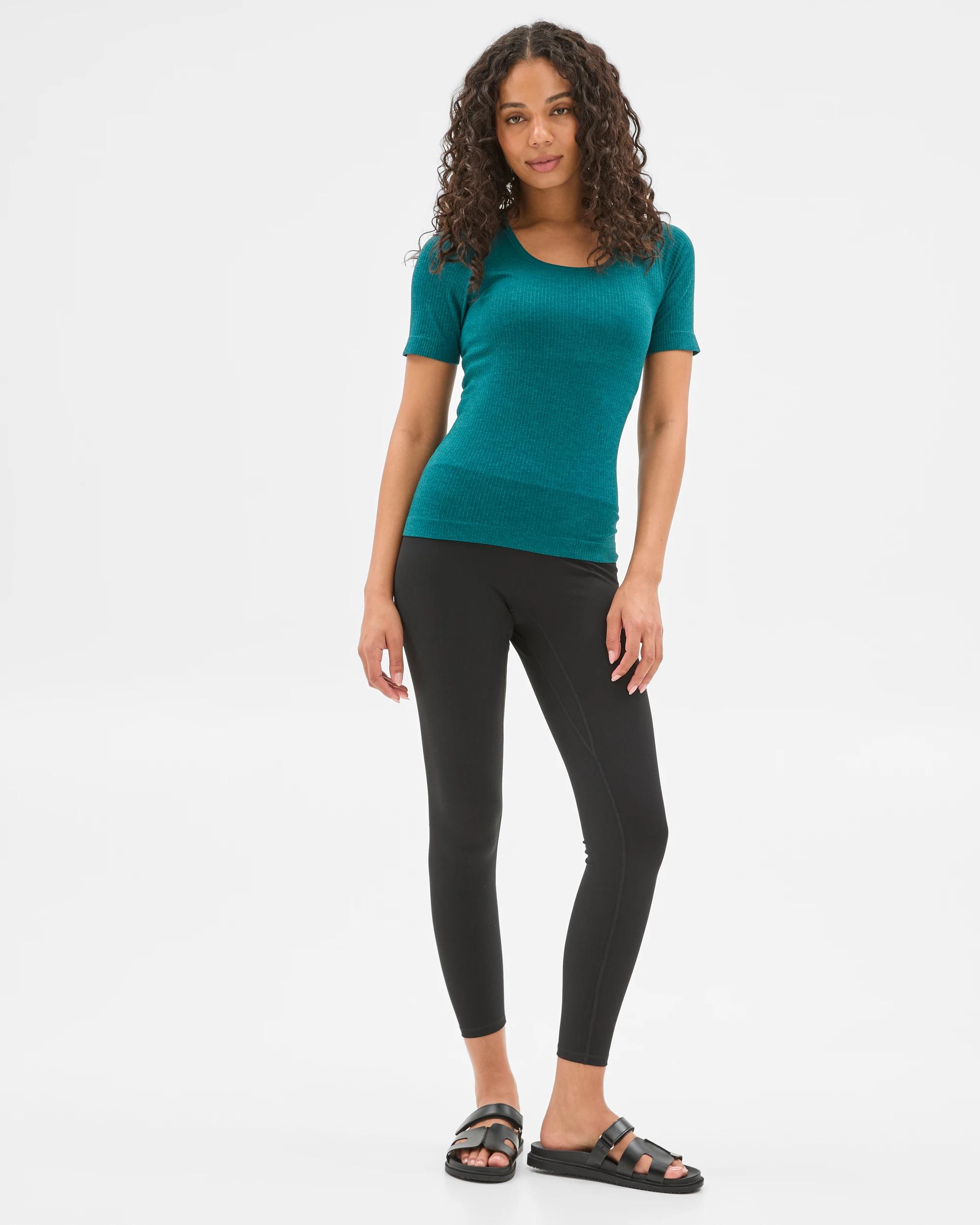 3 Target Active Studio Ribbed T-shirt With Shelf Bra RAINFOREST, 3 of 5