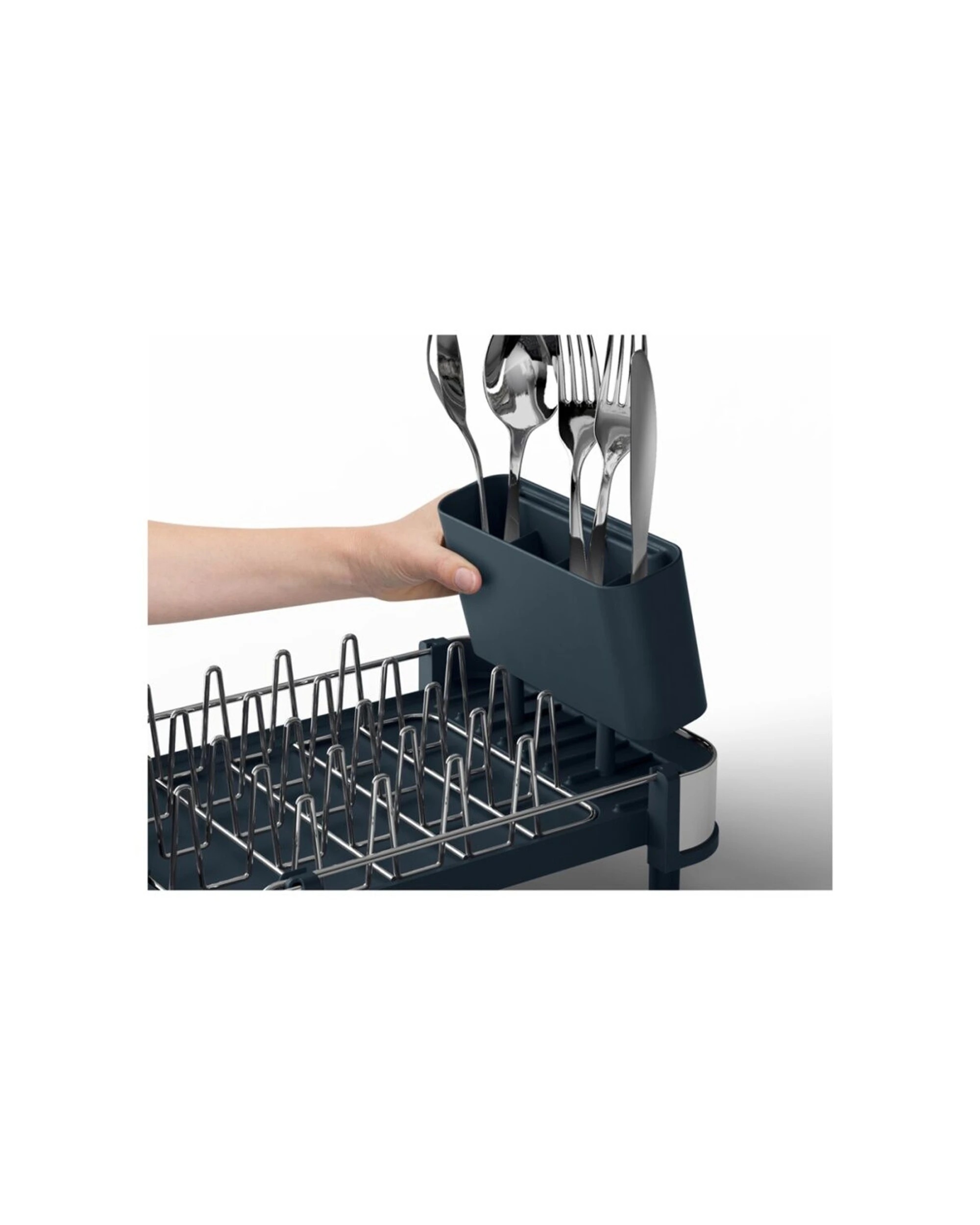 4 Joseph Joseph Expandable Slim Steel Kitchen Dish Rack With Drain Spout - Grey, 4 of 7
