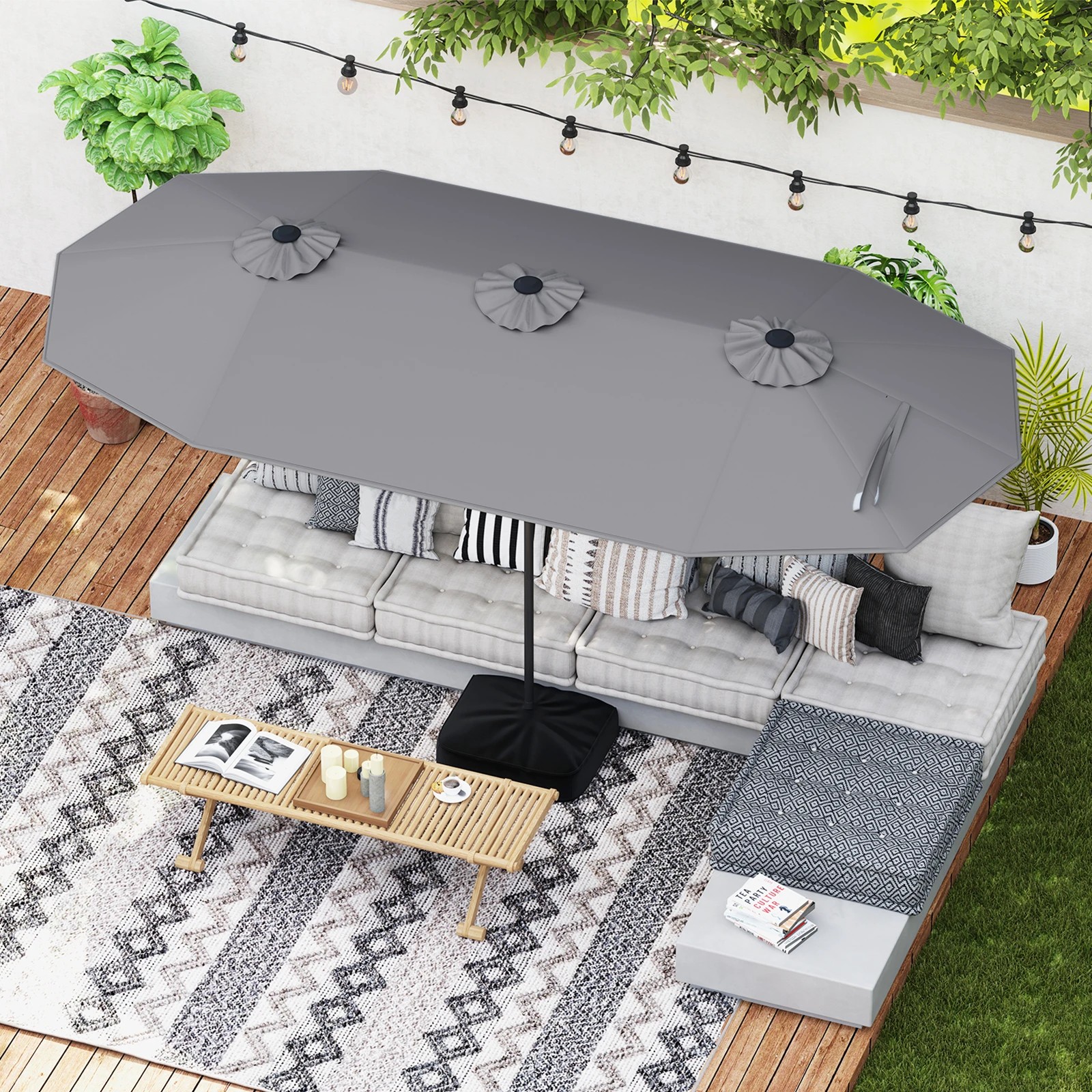 5 Costway Double-sided Patio Umbrella Extra Large Twin Table Umbrella, 5 of 6