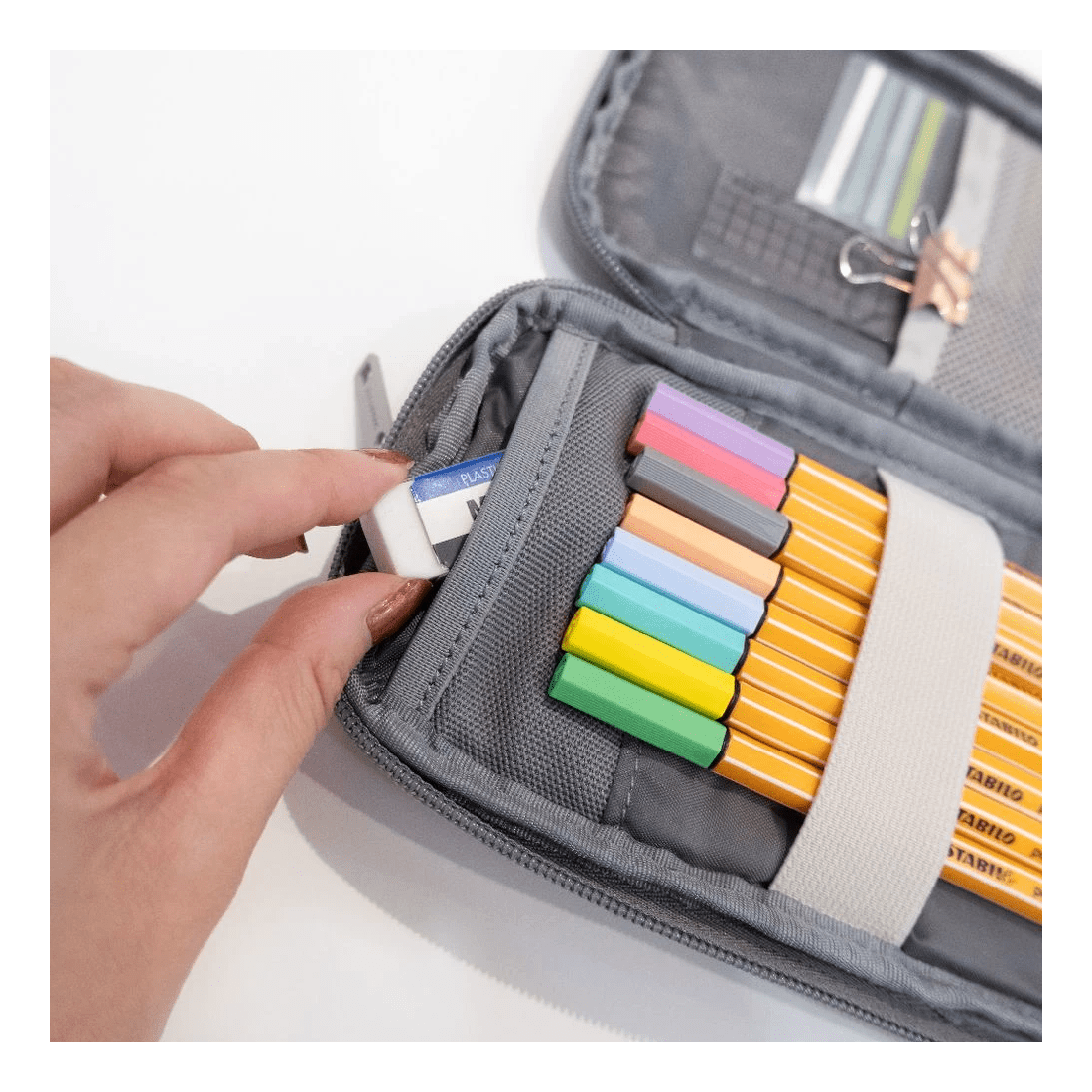 8 Smart Fit Twin Zip Pencil Case Black, 8 of 8