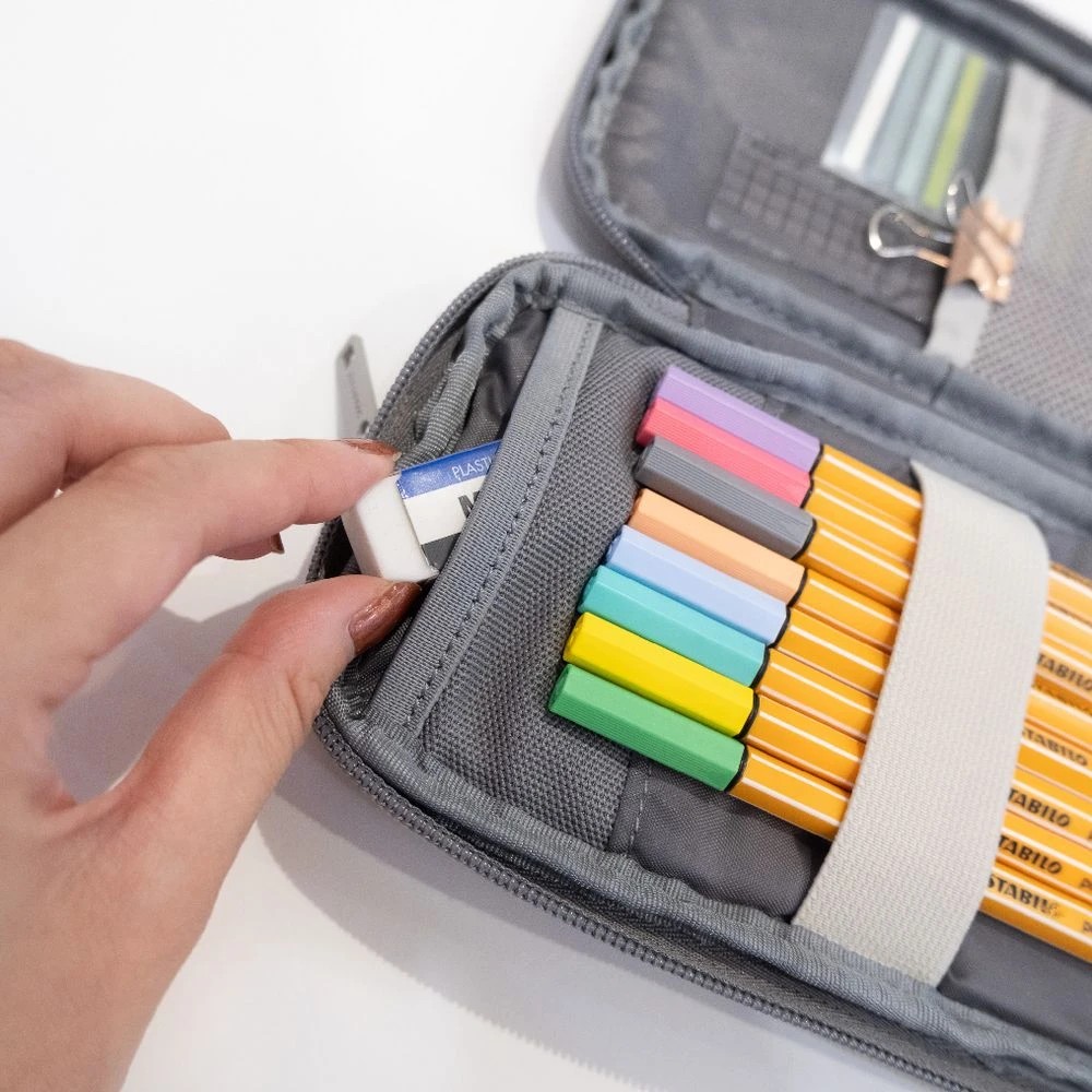 8 Smart Fit Twin Zip Pencil Case Black, 8 of 8