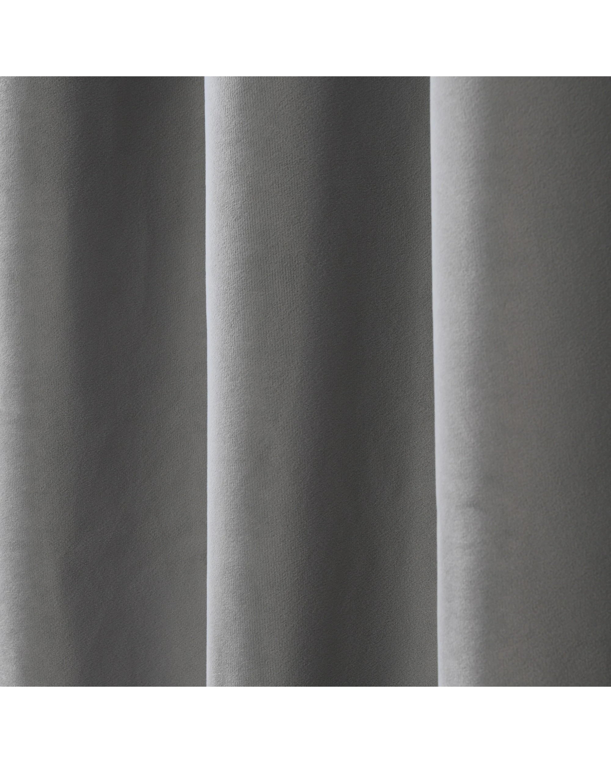 3 Cadence & Co. Byron Matte Velvet 100% Blockout Eyelet Curtain Twin Pack 225x223cm - Silver, 3 of 5
