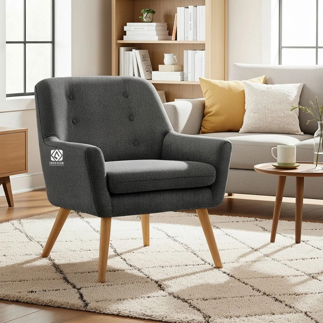 5 Artiss Armchair Lounge Chair Accent Tub Chair Charcoal ANNE - Charcoal, 5 of 6