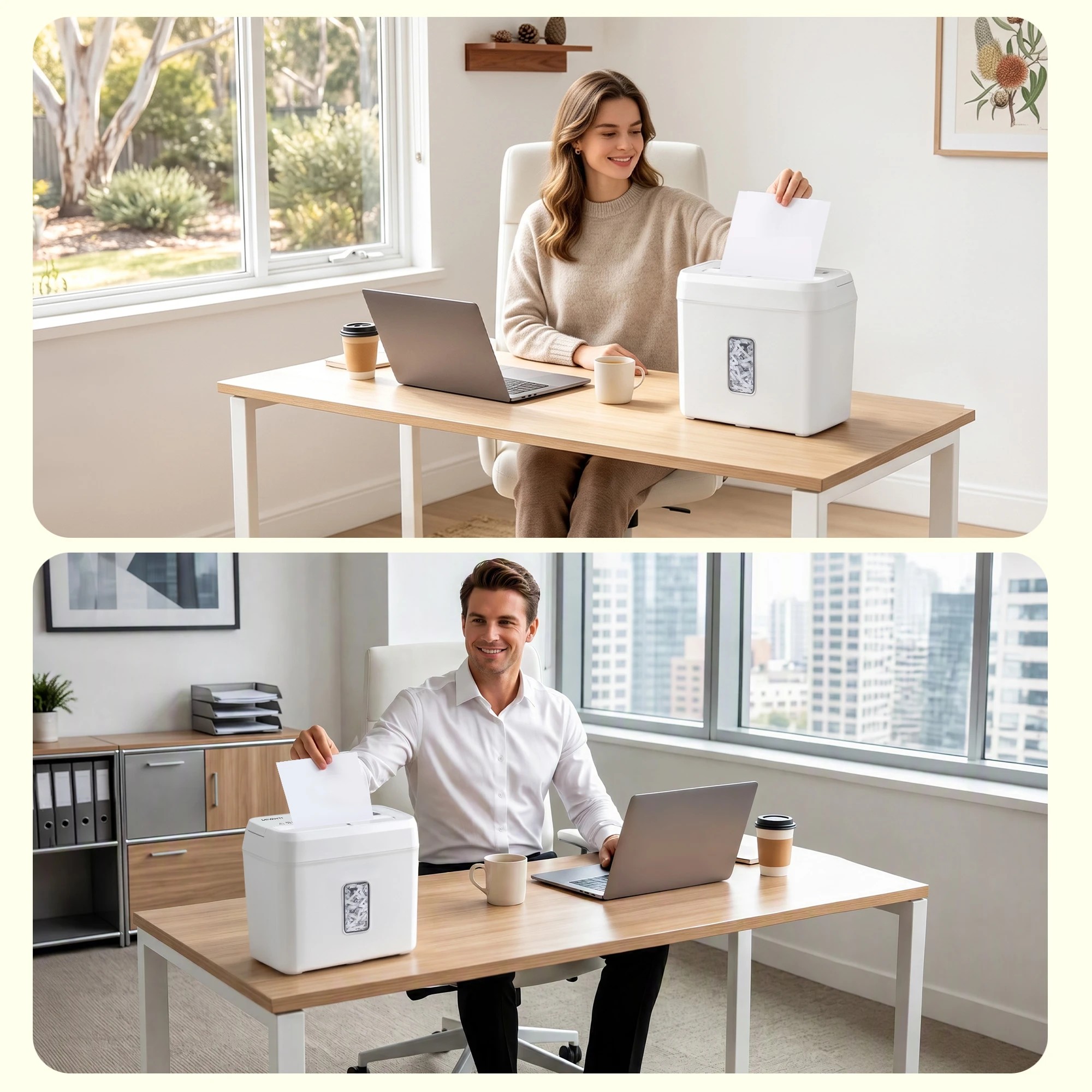 9 DEVANTI 8L Small Tabletop Paper Shredder 4 Sheet P4 Cross Cut Home Office - White, 9 of 10