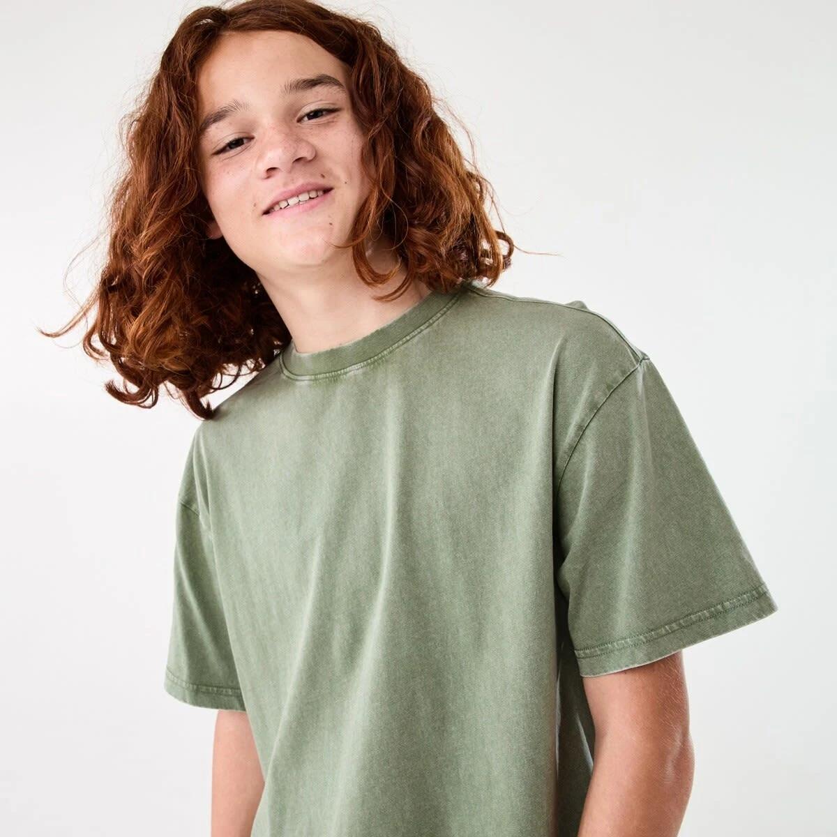 3 Short Sleeve Oversized Acid Wash T-shirt MISTY SEA SPRAY, 3 of 6