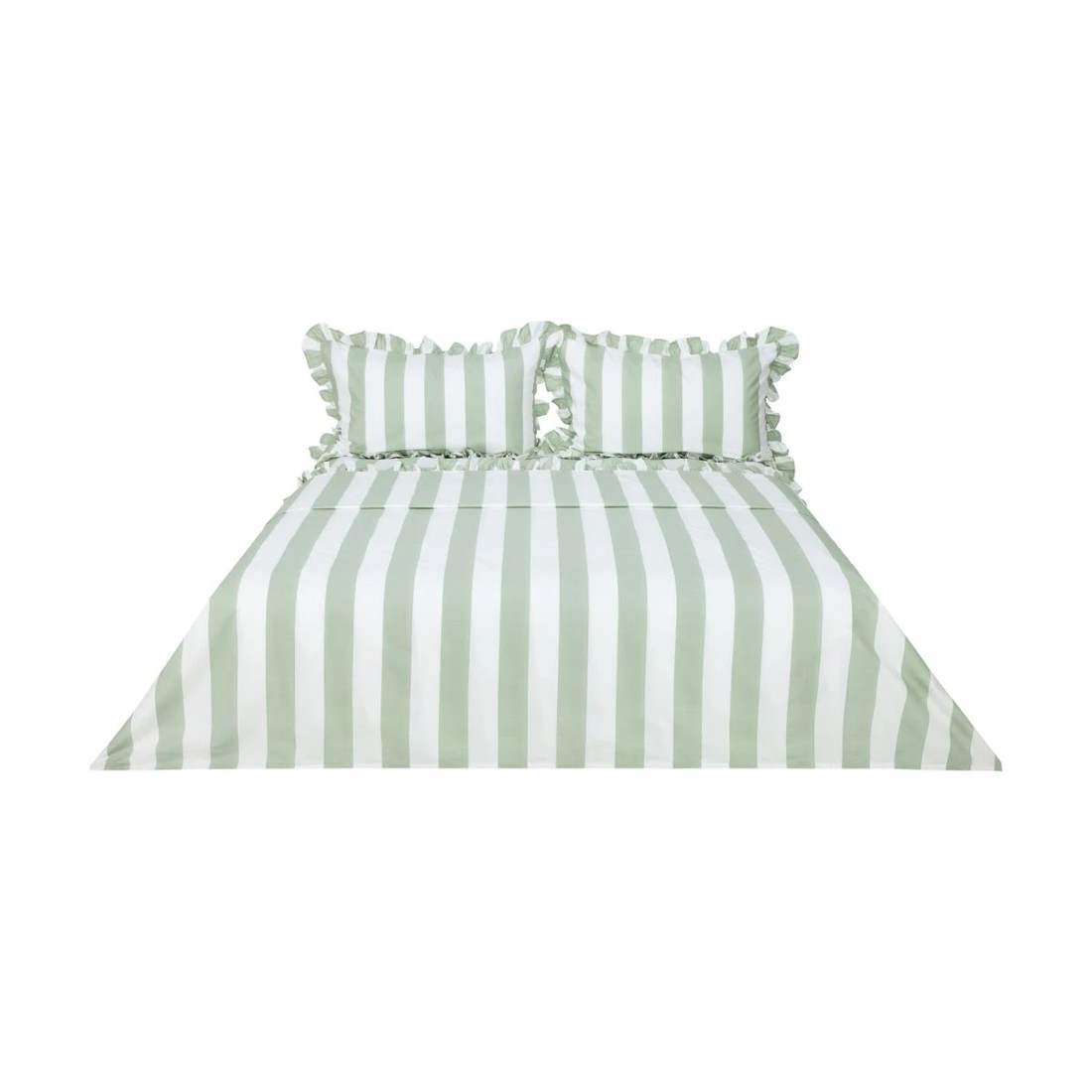 6 250 Thread Count Cotton Ruffle Sheet Set - Double Bed, Sage, 6 of 7
