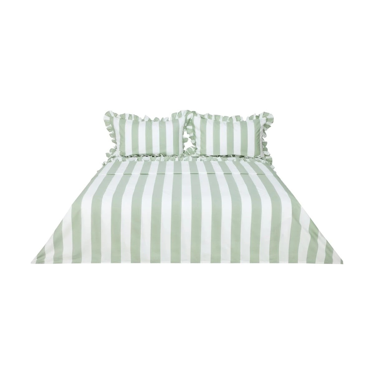 6 250 Thread Count Cotton Ruffle Sheet Set - Double Bed, Sage, 6 of 7