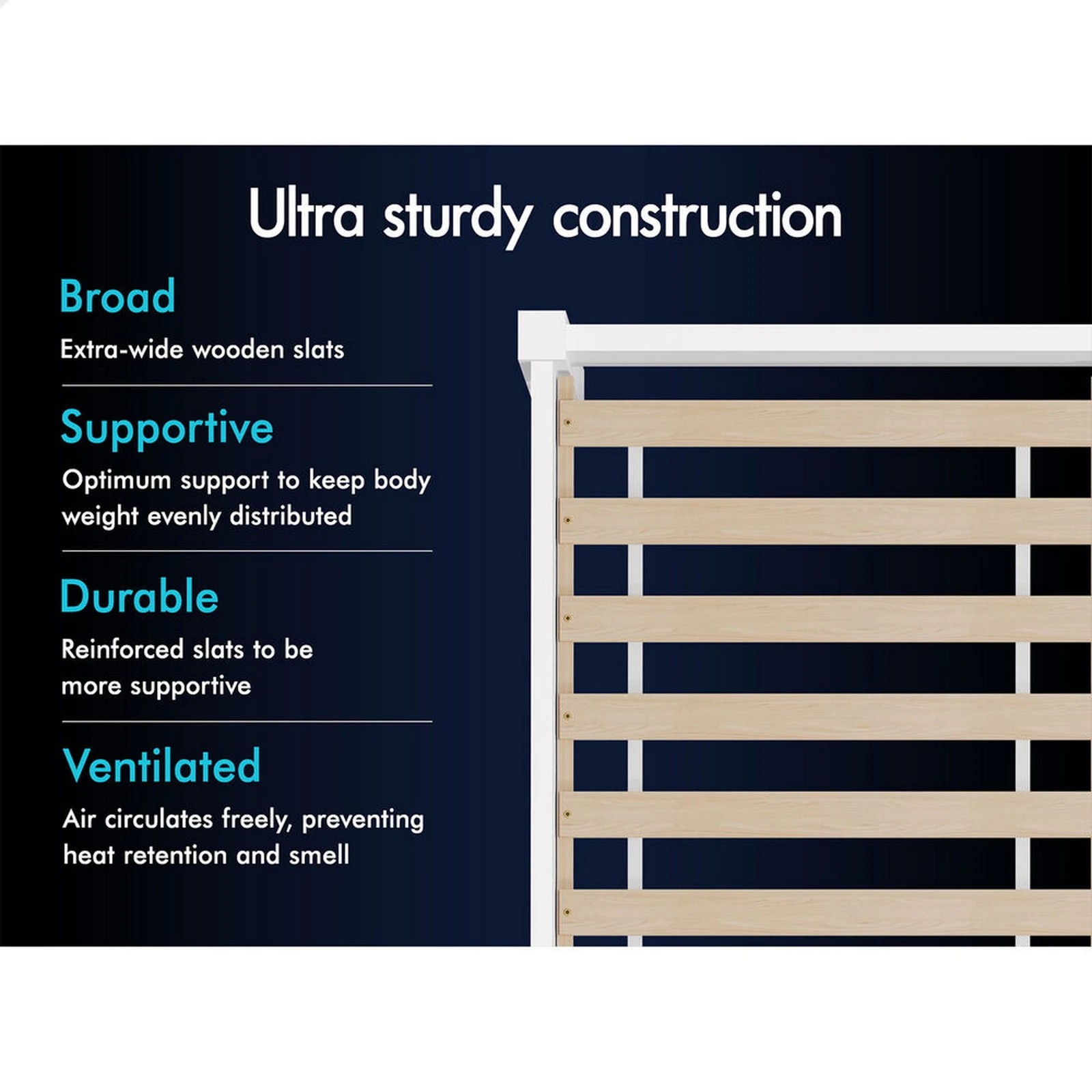 7 Alfordson Bed Frame Wooden Double Size Solid Pine Timber Base Cambrie - White, 7 of 10