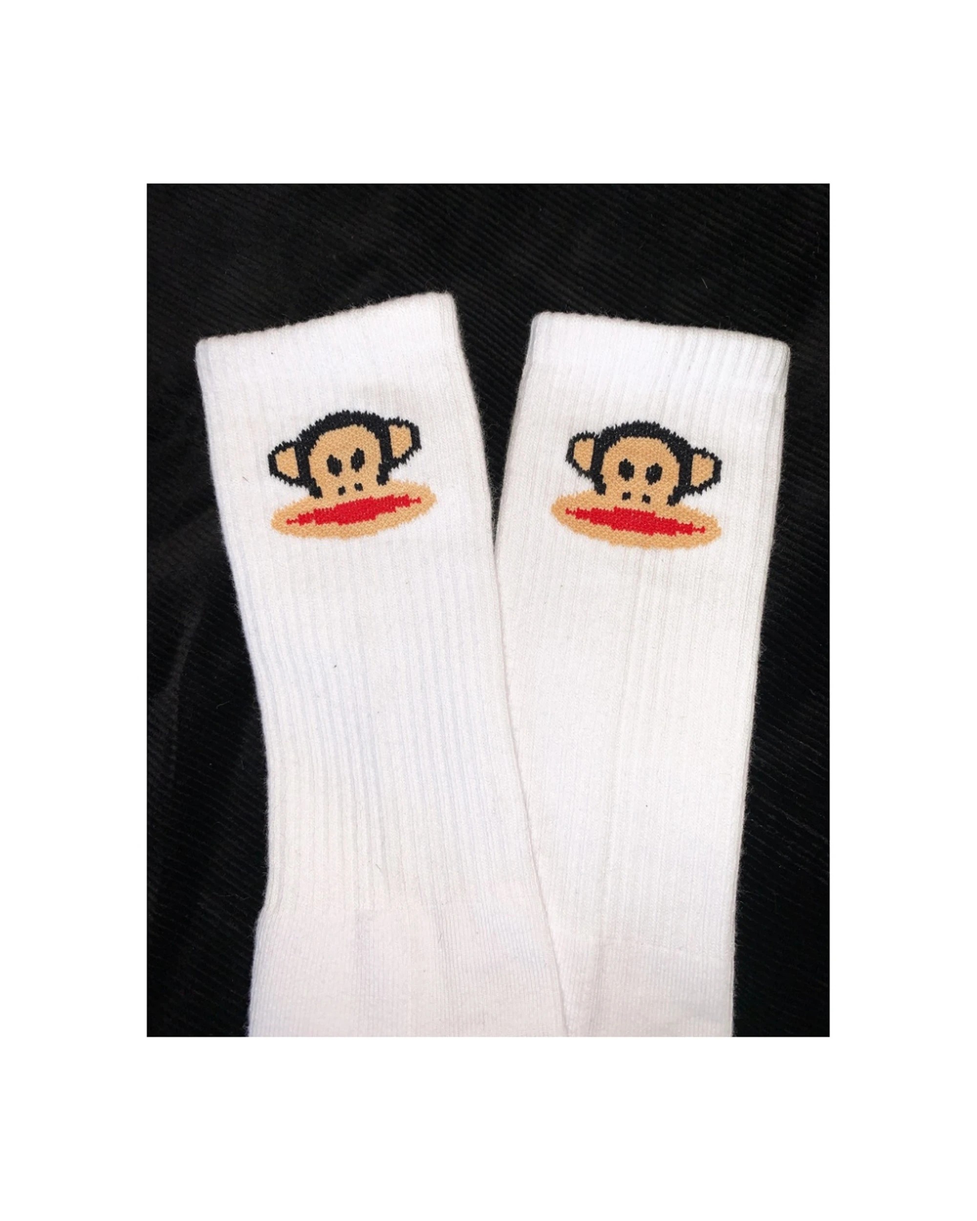 2 Verb. X Paul Frank Julius Mens Socks Embroidered Monkey Face - 8-11 - White, 2 of 3