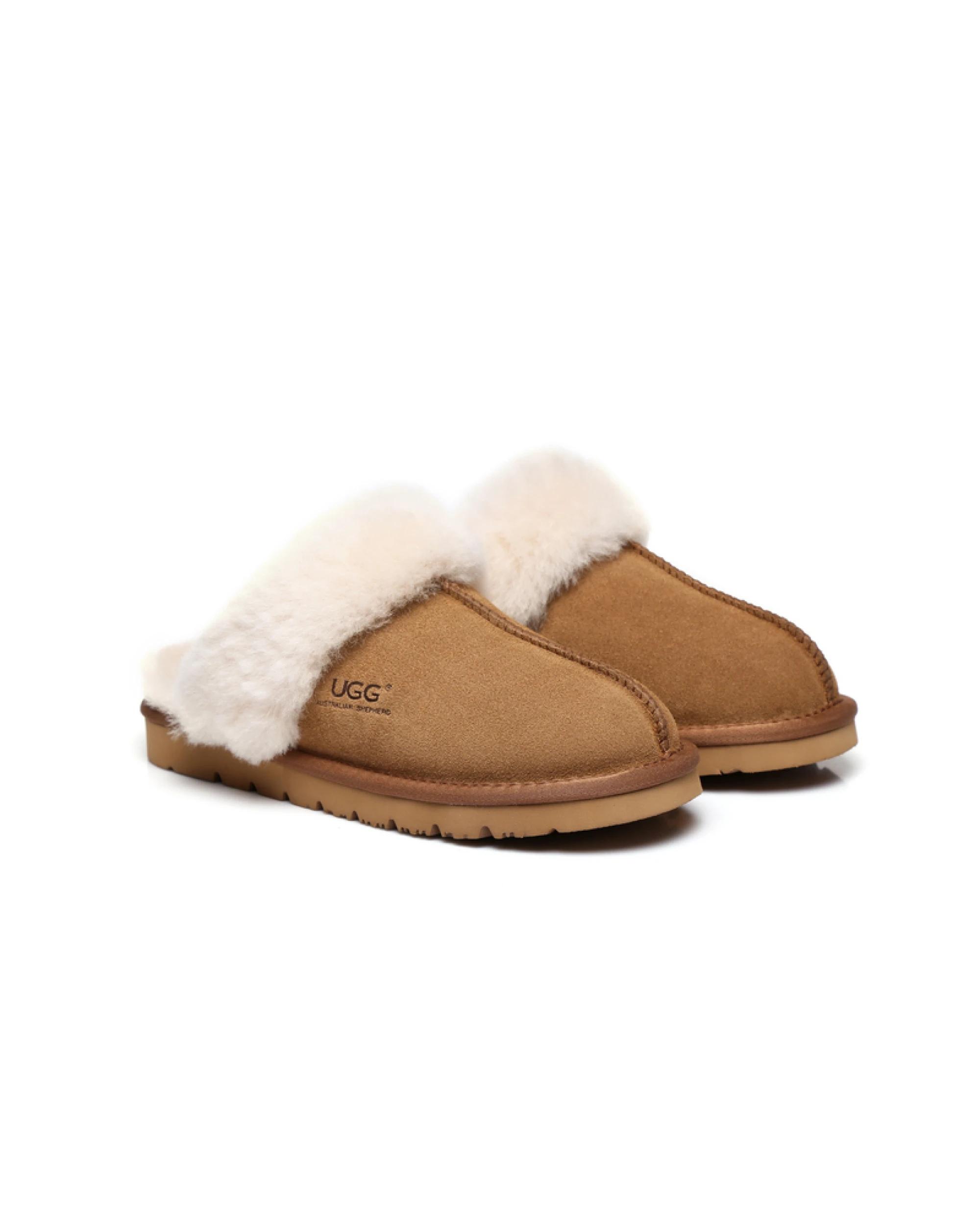 2 Australian Shepherd UGG Unisex Muffin Slippers CHESTNUT, 2 of 5