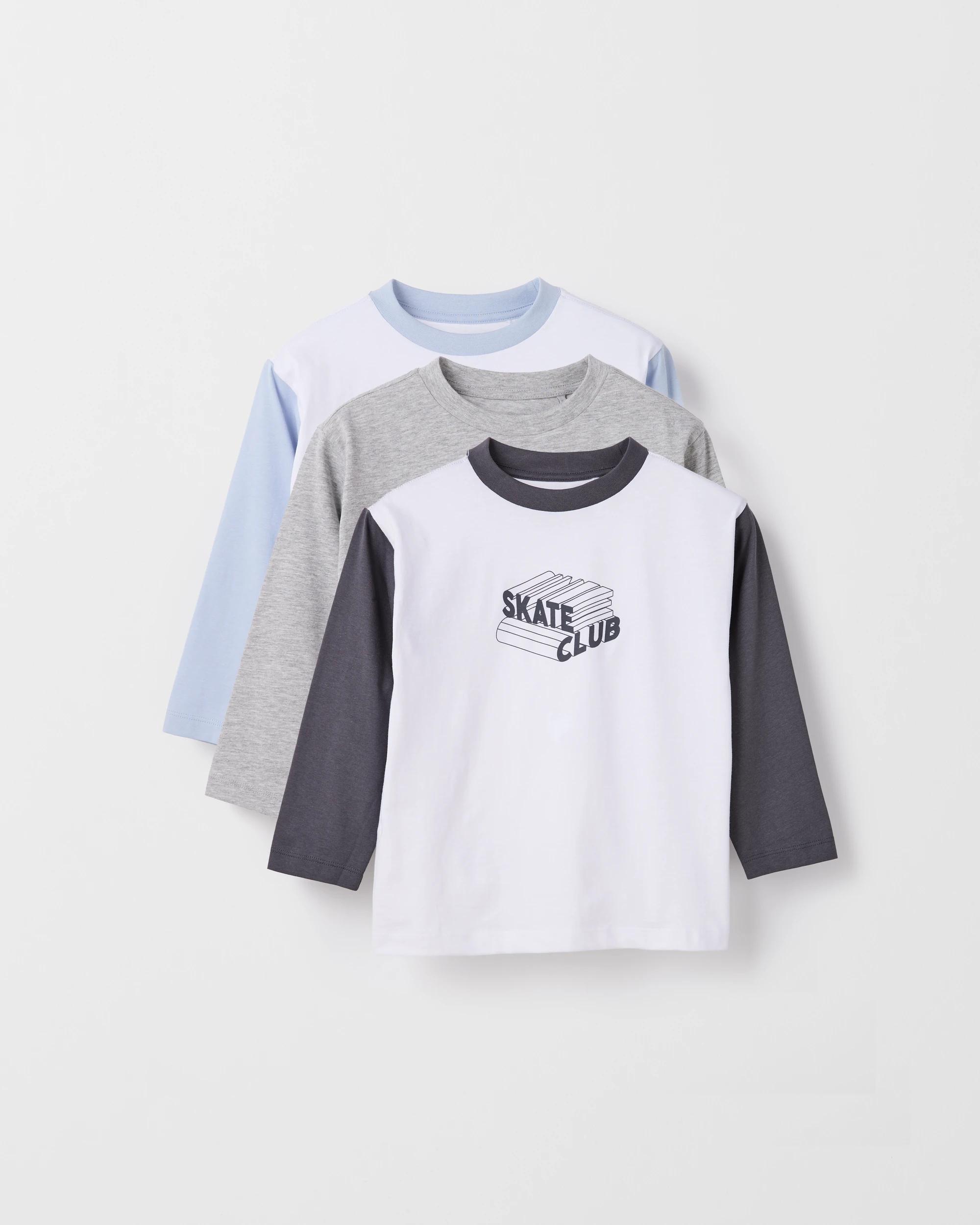 1 Target Kids Australian Cotton Blend 3 Pack Long Sleeve T-Shirts BLUE, 1 of 5