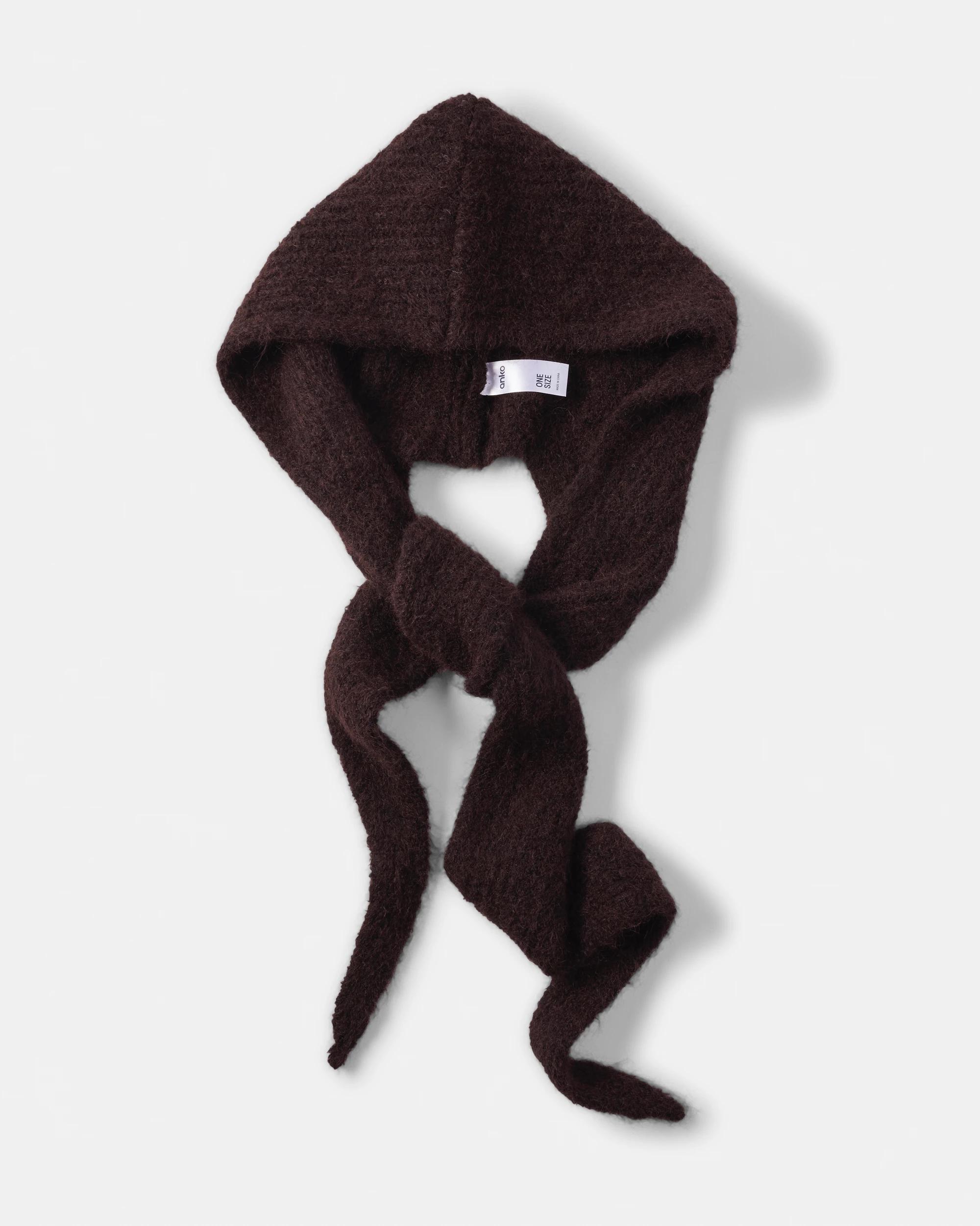 1 Hooded Scarf Choc Plum, 1 of 5