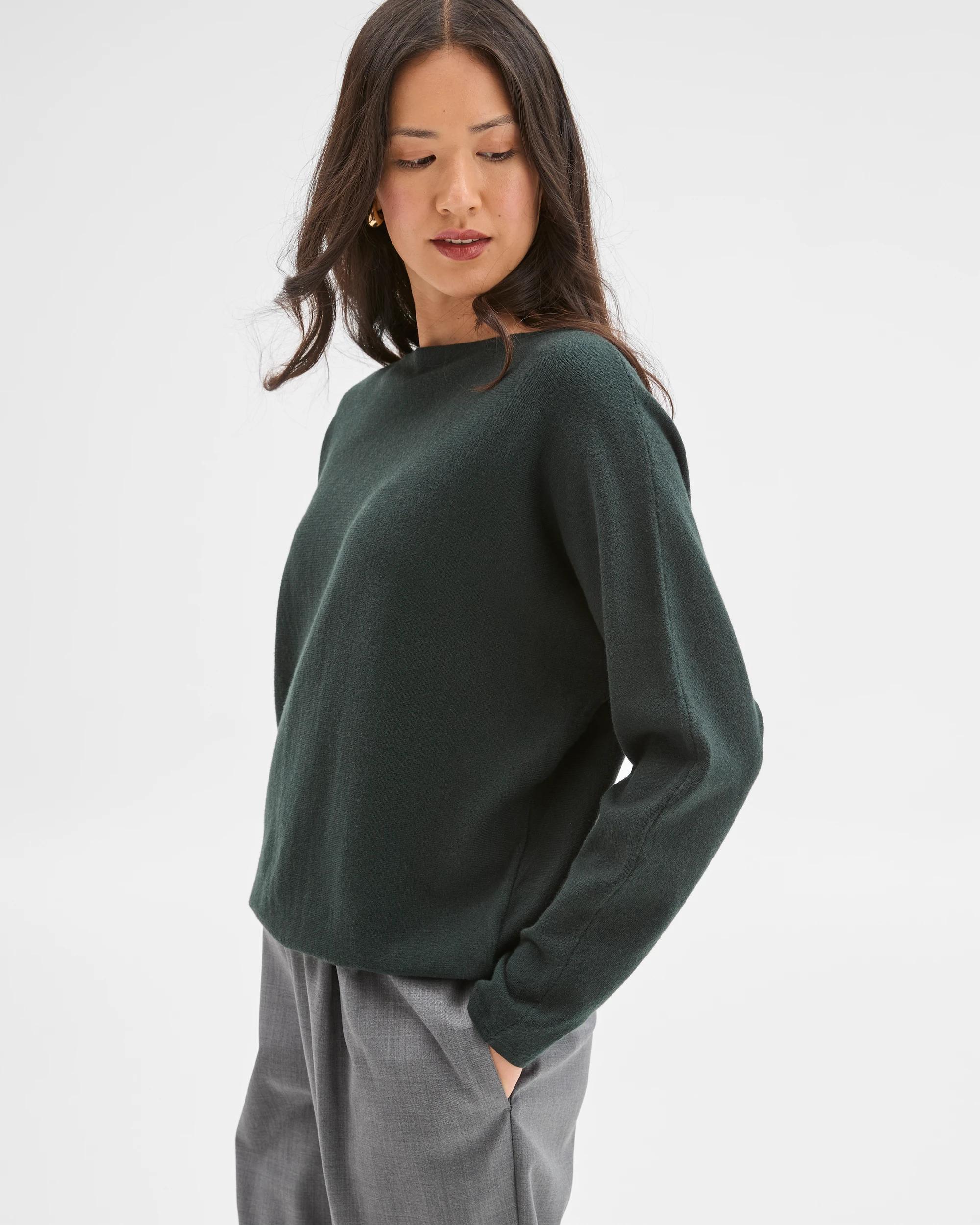 3 Preview Dolman Sleeve Boat Neck Knit Sweater MID JADE, 3 of 6