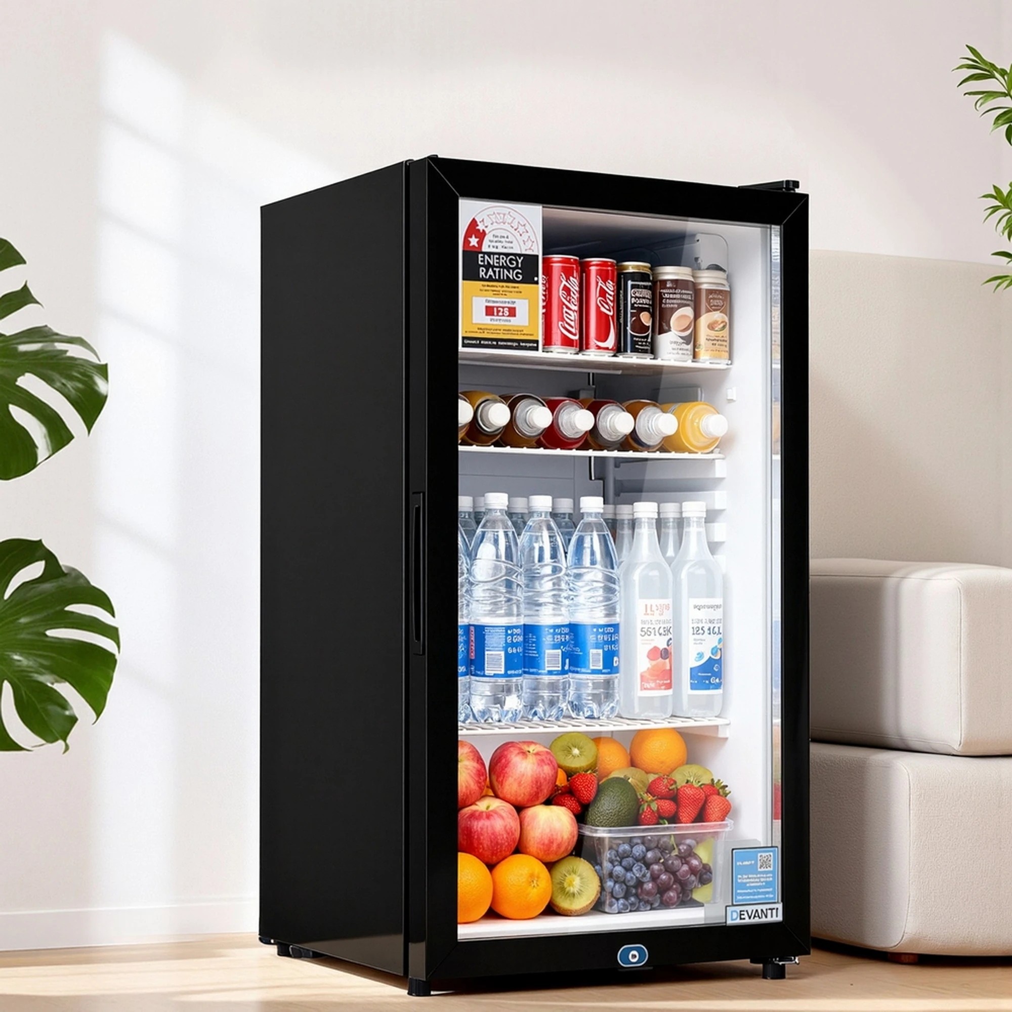 8 Devanti 78L Bar Fridge Glass Door Mini Fridge Countertop Cooler - Black, 8 of 8
