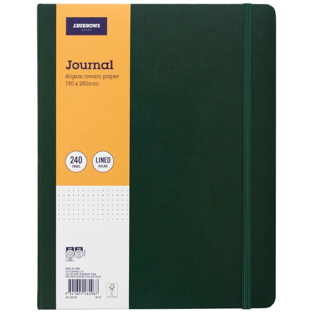 1 J.Burrows Large Journal Ruled 240 Page Dark Green, 1 of 4