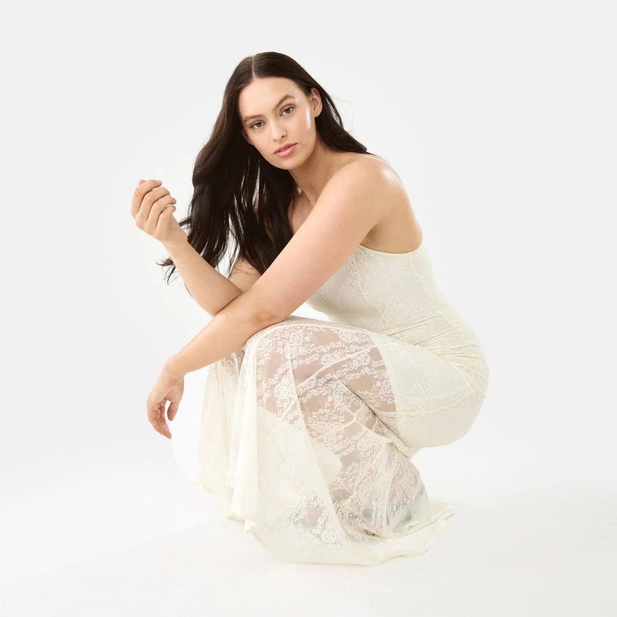 8 Sleeveless Lace Maxi Dress Prtn White, 8 of 10