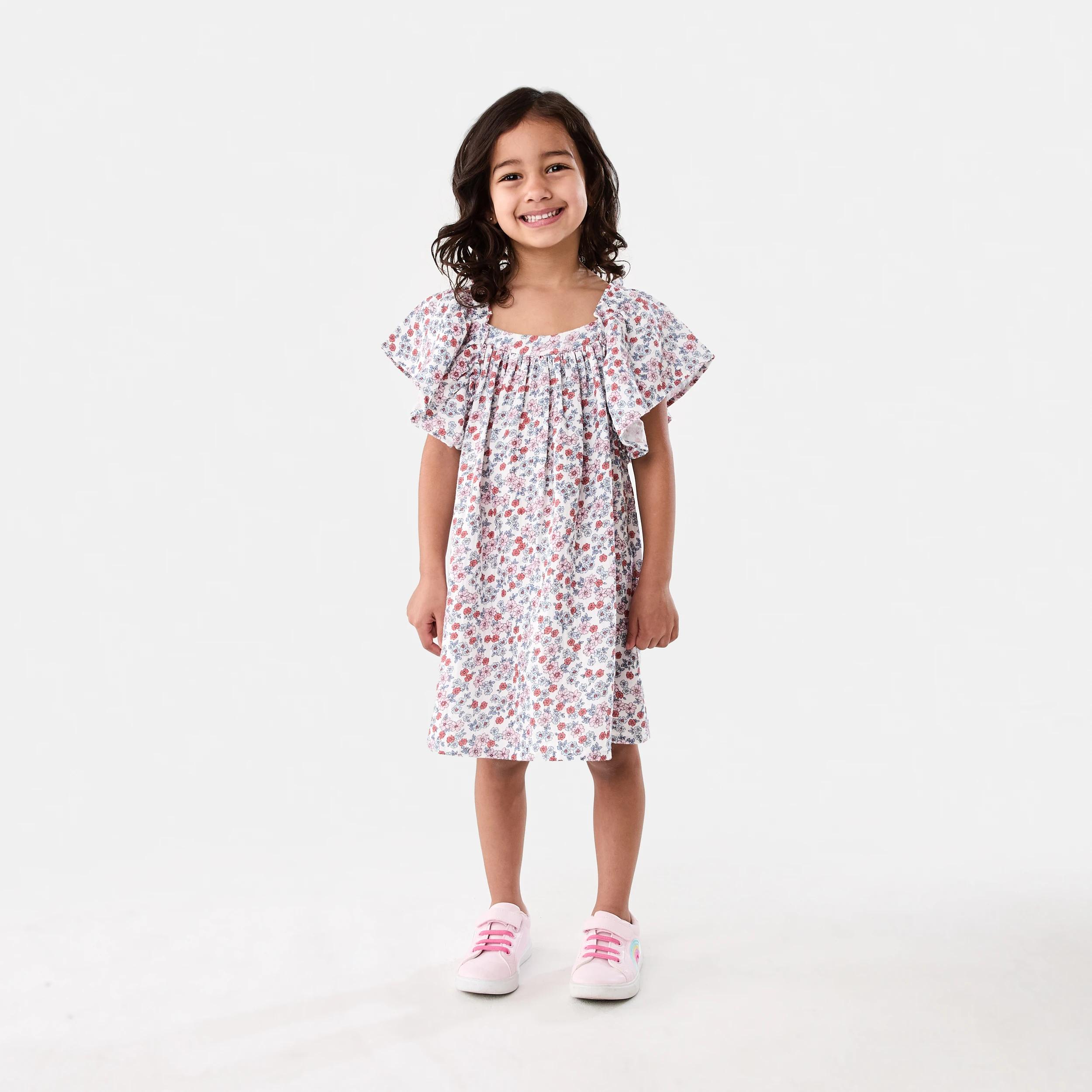 7 Woven Frill Sleeve Dress Bge Floral, 7 of 8