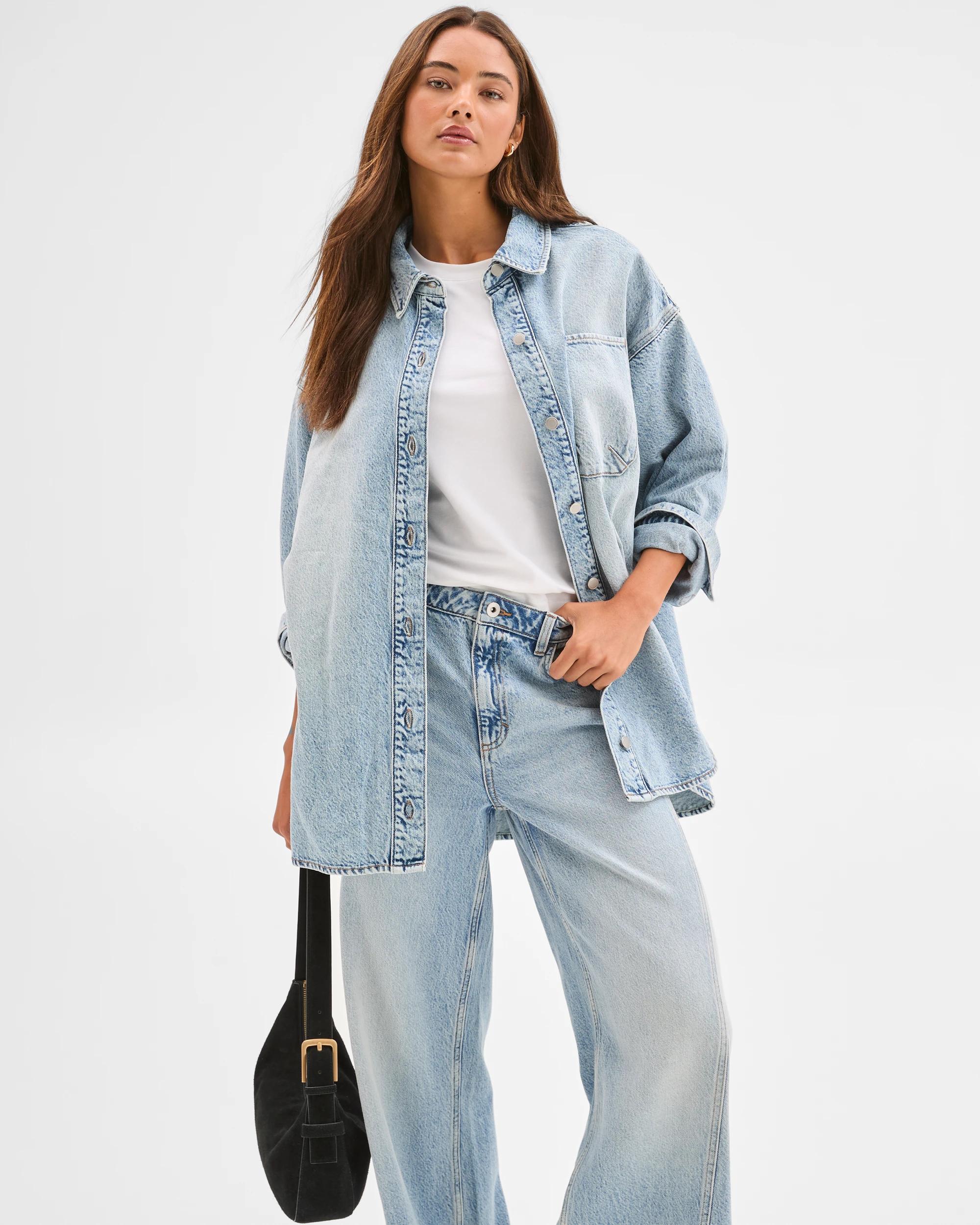 4 Lily Loves Denim Oversized Shirt SALTY BLUE, 4 of 10