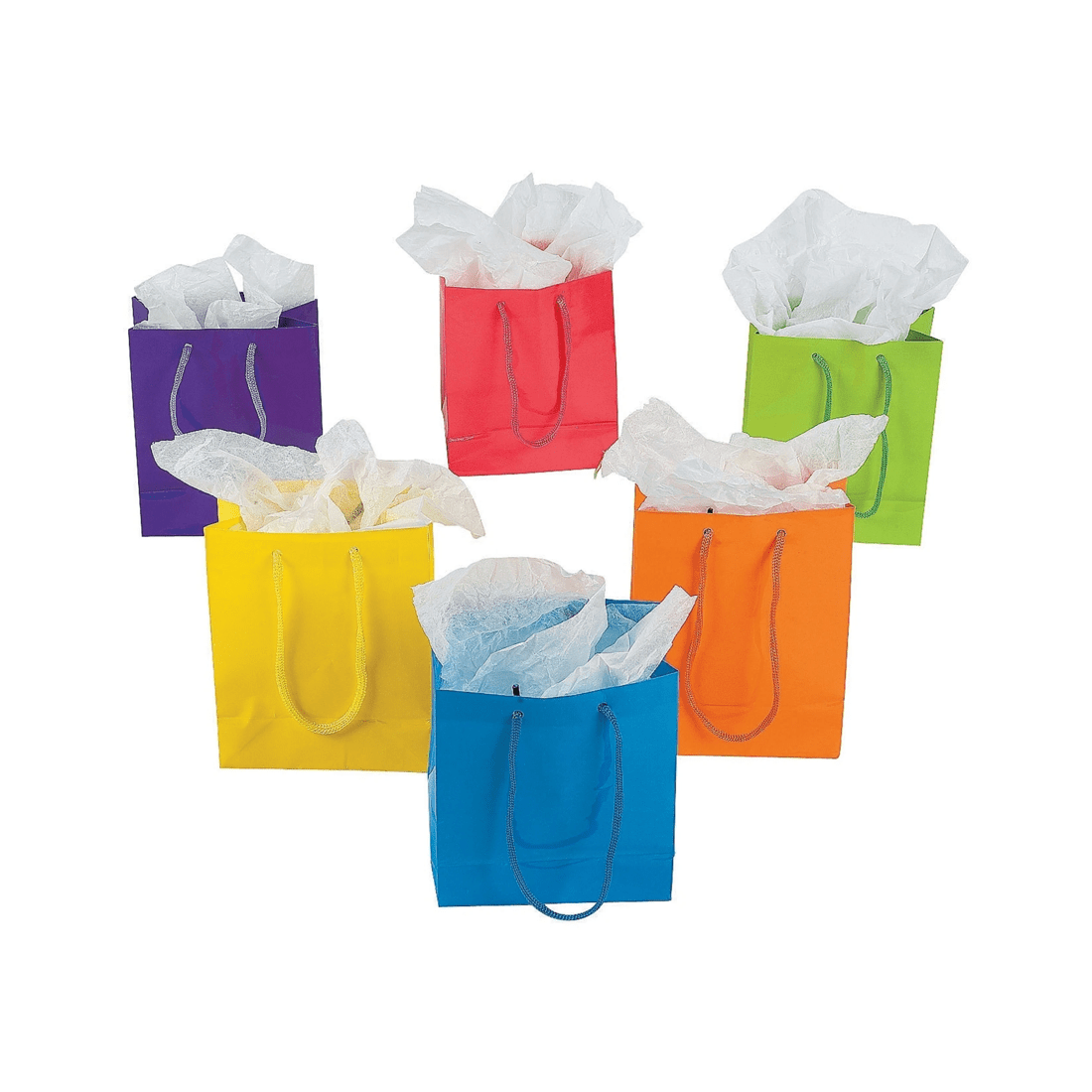 1 Fun Express Small Coloured Paper Gift Bags Pack of 12, 1 of 2