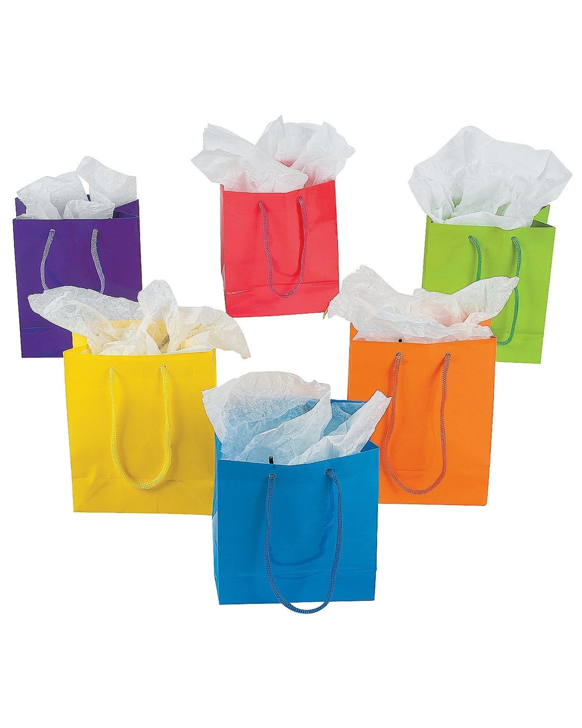 1 Partyrama Small Coloured Paper Gift Bags Pack of 12 - Assorted, 1 of 2