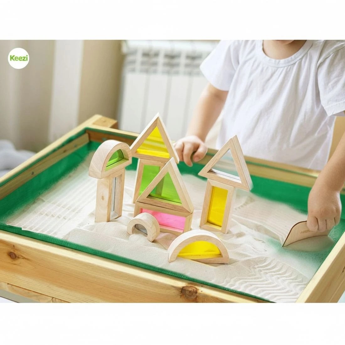 5 Keezi Kids Sandpit Wooden Sandbox Sand Pit Water Table Outdoor Toys 101cm - Natural, 5 of 5