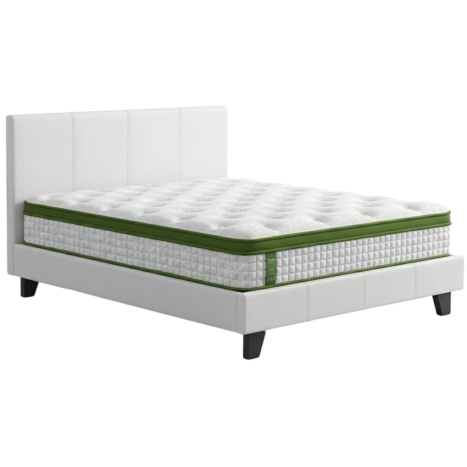 1 Artiss Double Bed Frame Platform  PVC Leather Hybrid Mattress Modern - Multi, 1 of 8