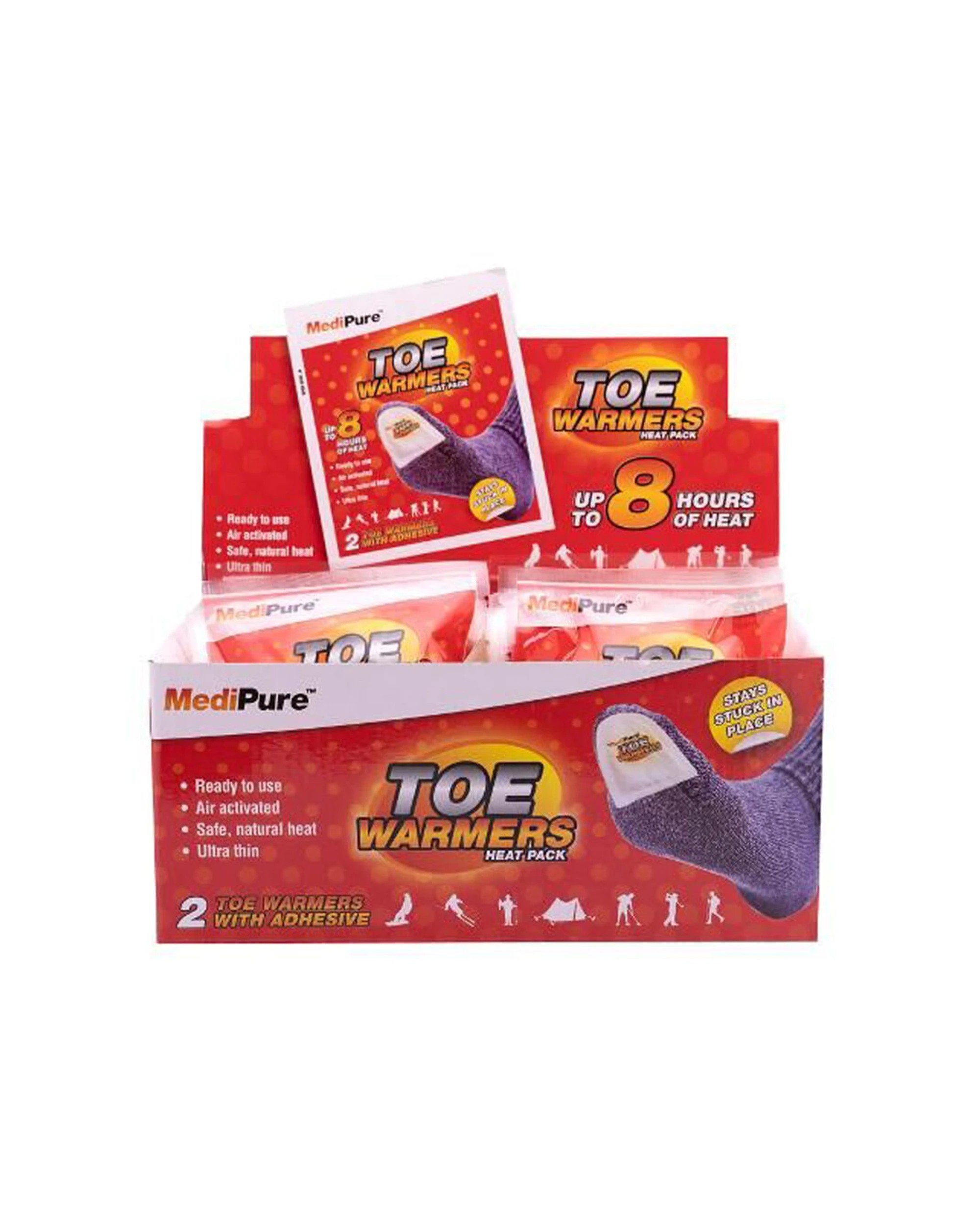 4 Medipure 24x 2pc Ultra Thin Toe Warmers Heat Pack Up To 8hrs Air Activated With Adhesive - Multi, 4 of 6