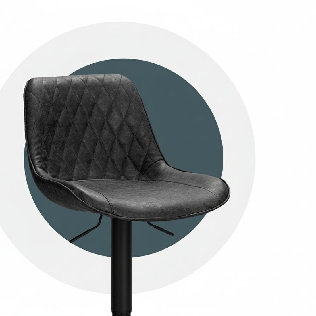 4 Artiss 4x Bar Stools Gas Lift Vintage Leather - Black, 4 of 5