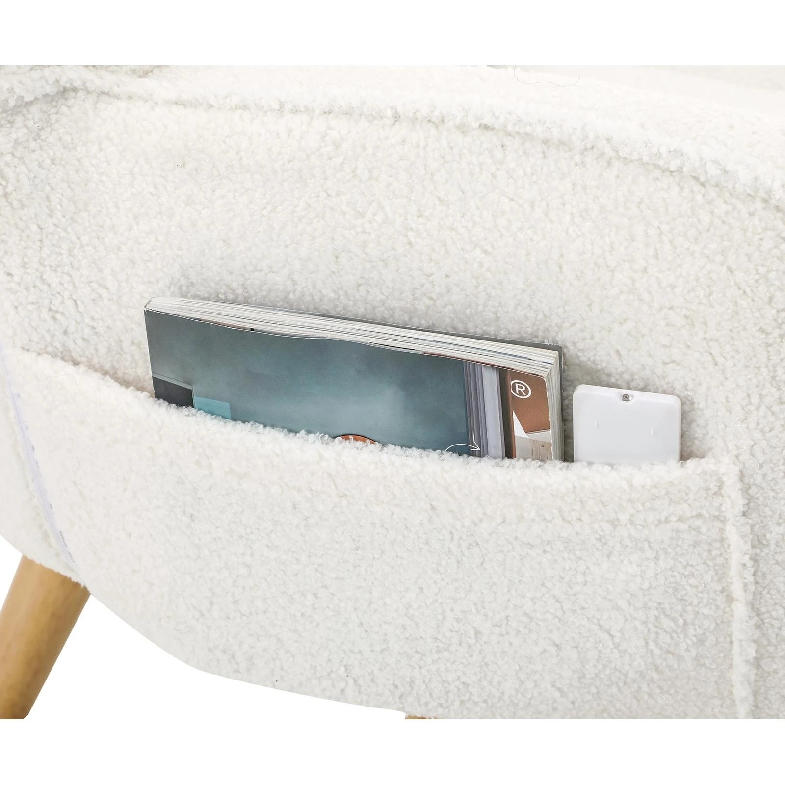 6 Oikiture 2X 360 Swivel Recliner Armchair Lounge Ottoman Chair With Stool Sherpa - White, 6 of 10