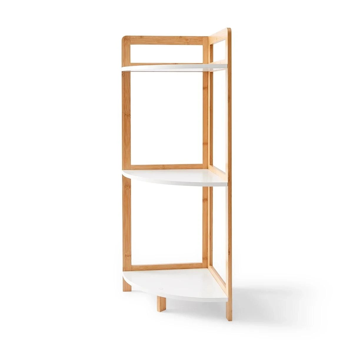 6 Bamboo and White 3 Tier Corner Shelf, 6 of 11