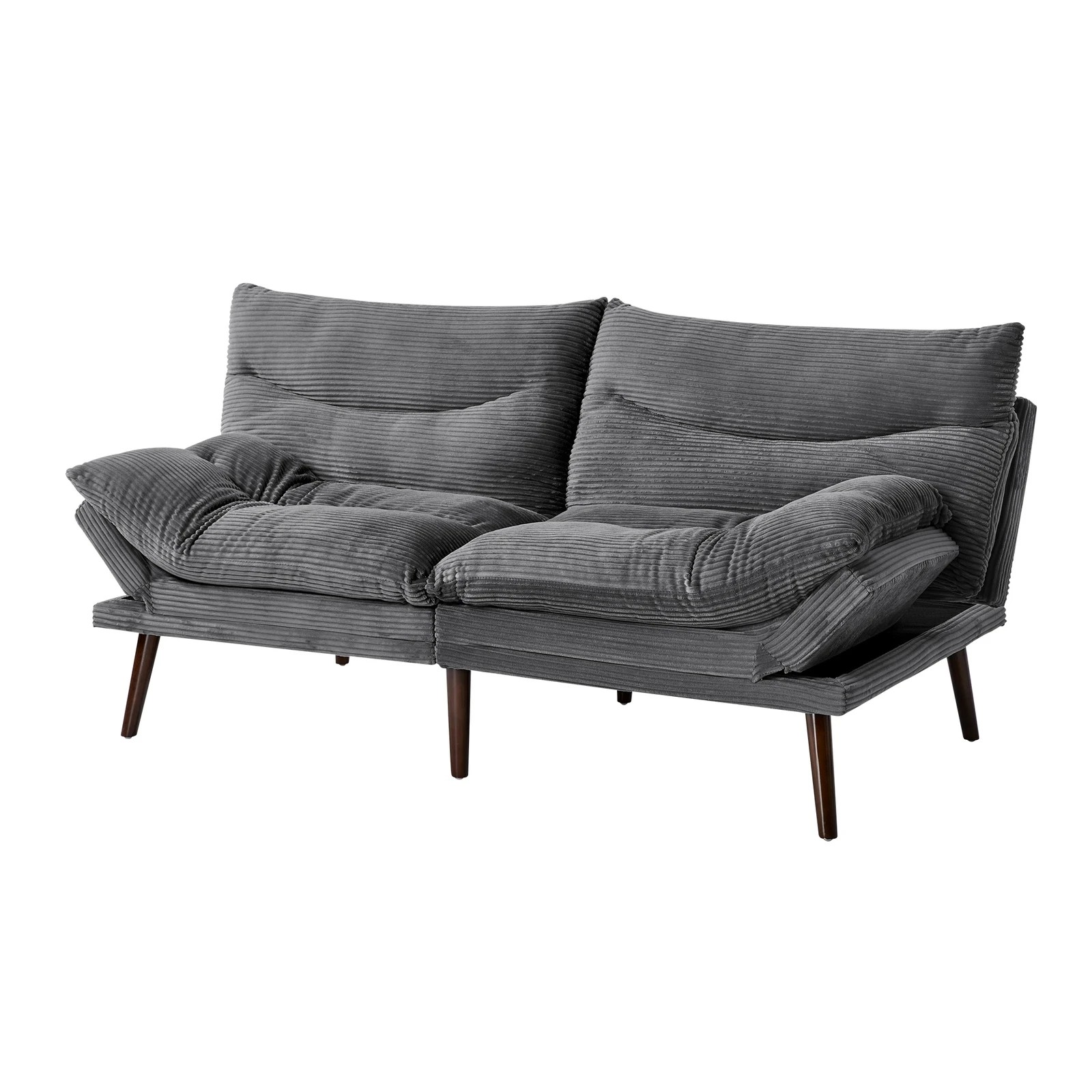 8 Oikiture Sofa Bed Recliner Lounge Couch Corduroy - Grey, 8 of 9
