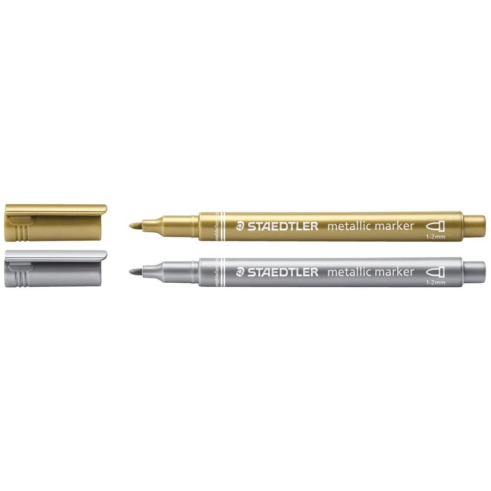 3 Staedtler Metallic Markers Bullet Gold/Silver 2 Pack, 3 of 3