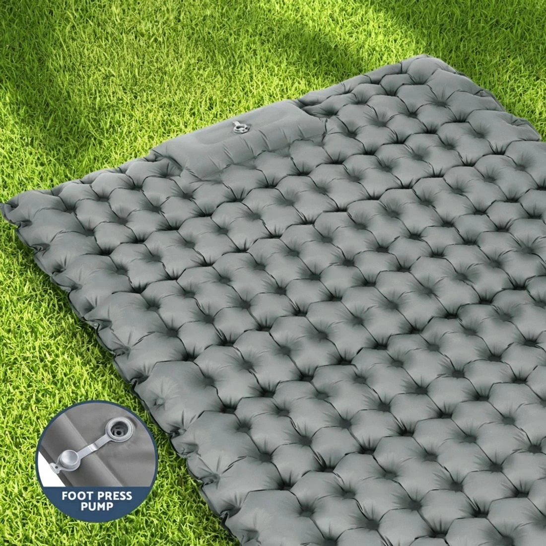 4 Weisshorn Self Inflating Mattress Camping Sleeping Mat Air Bed Double Pillow Bag - Grey, 4 of 5