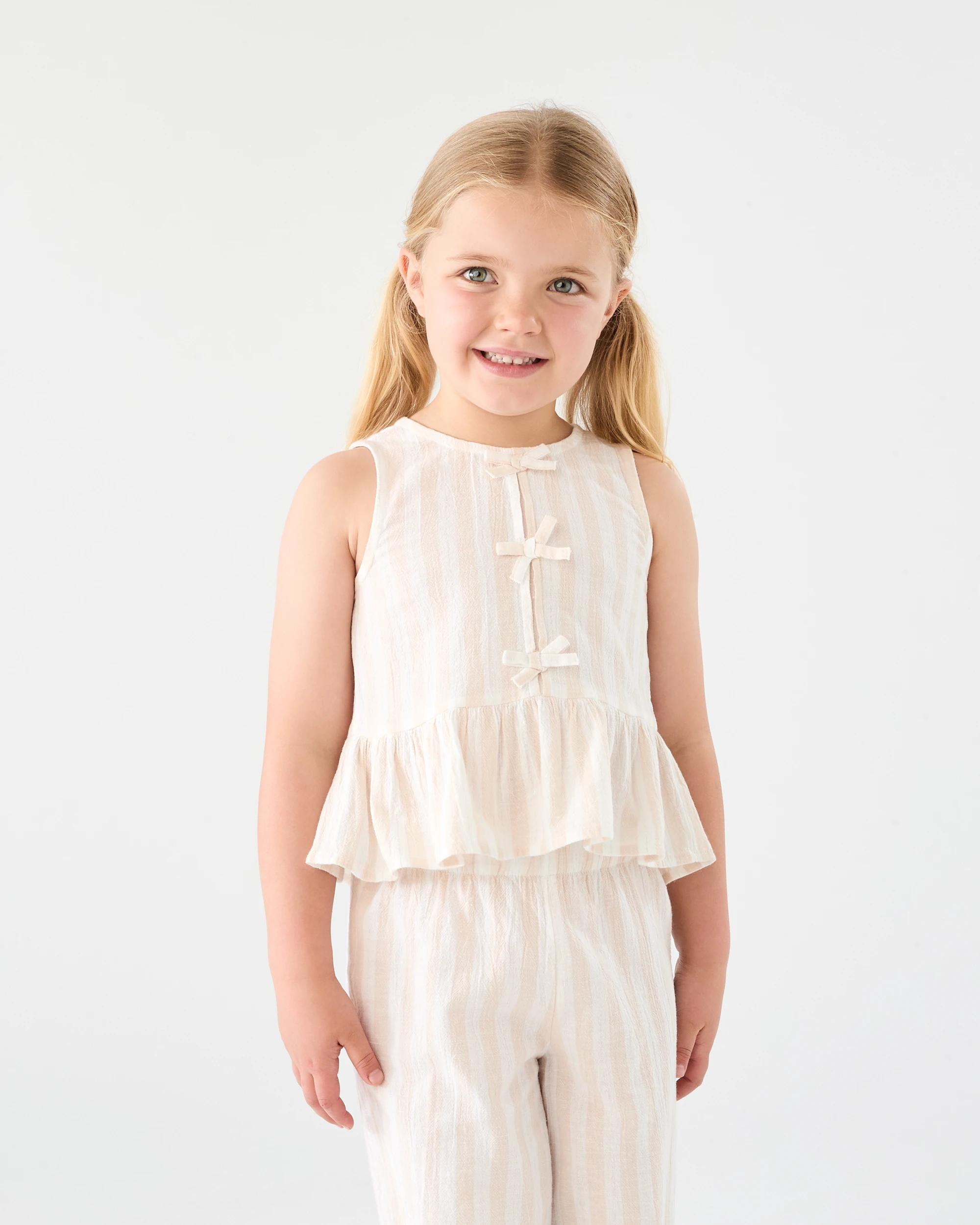 1 Tie Front Frill Top Bge Stripe, 1 of 6