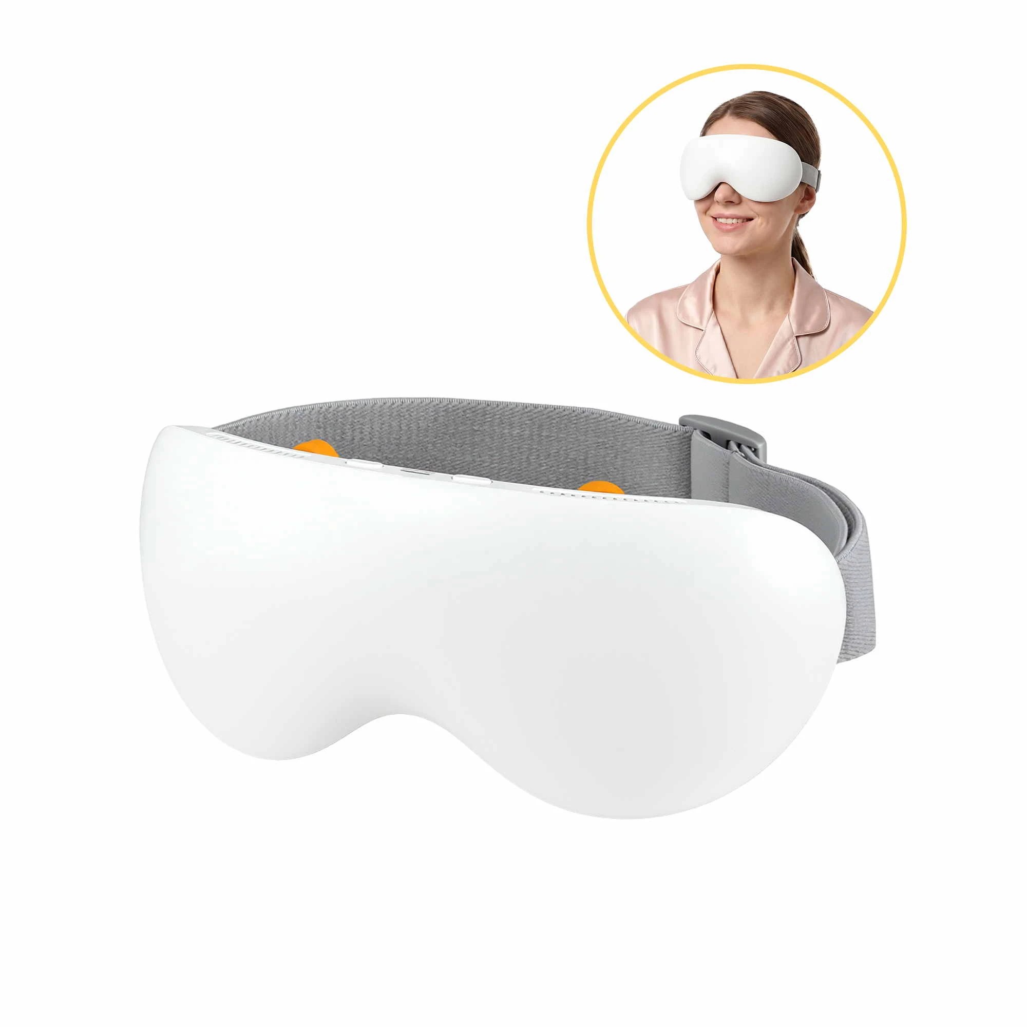 1 Livemor Eye Massager with Cooling & Heating with 12 Vibrating Nodes for Migraine Relief Bluetooth Music - White, 1 of 9