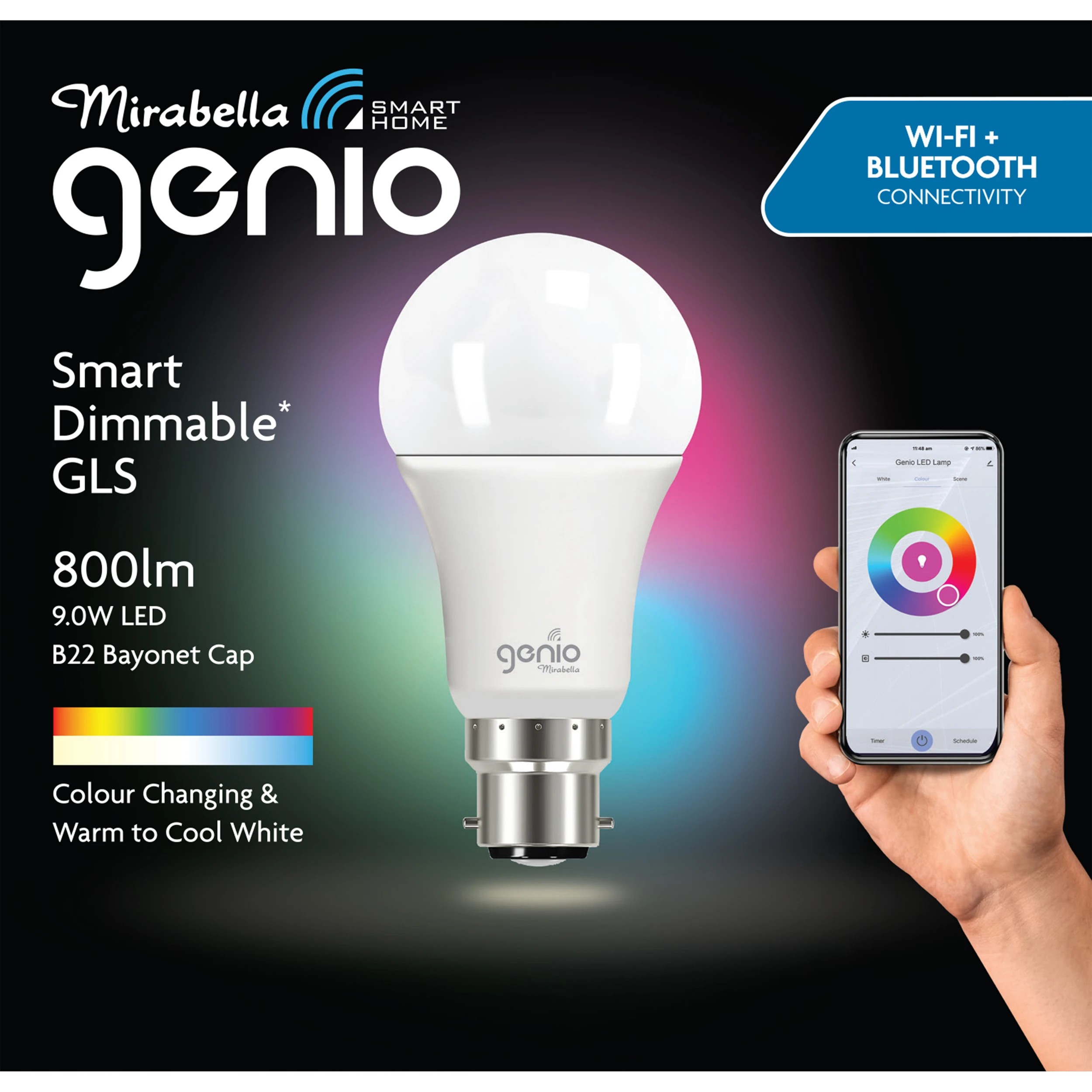 1 Mirabella Genio Wi-Fi Dimmable 9W LED Bulb, 1 of 6