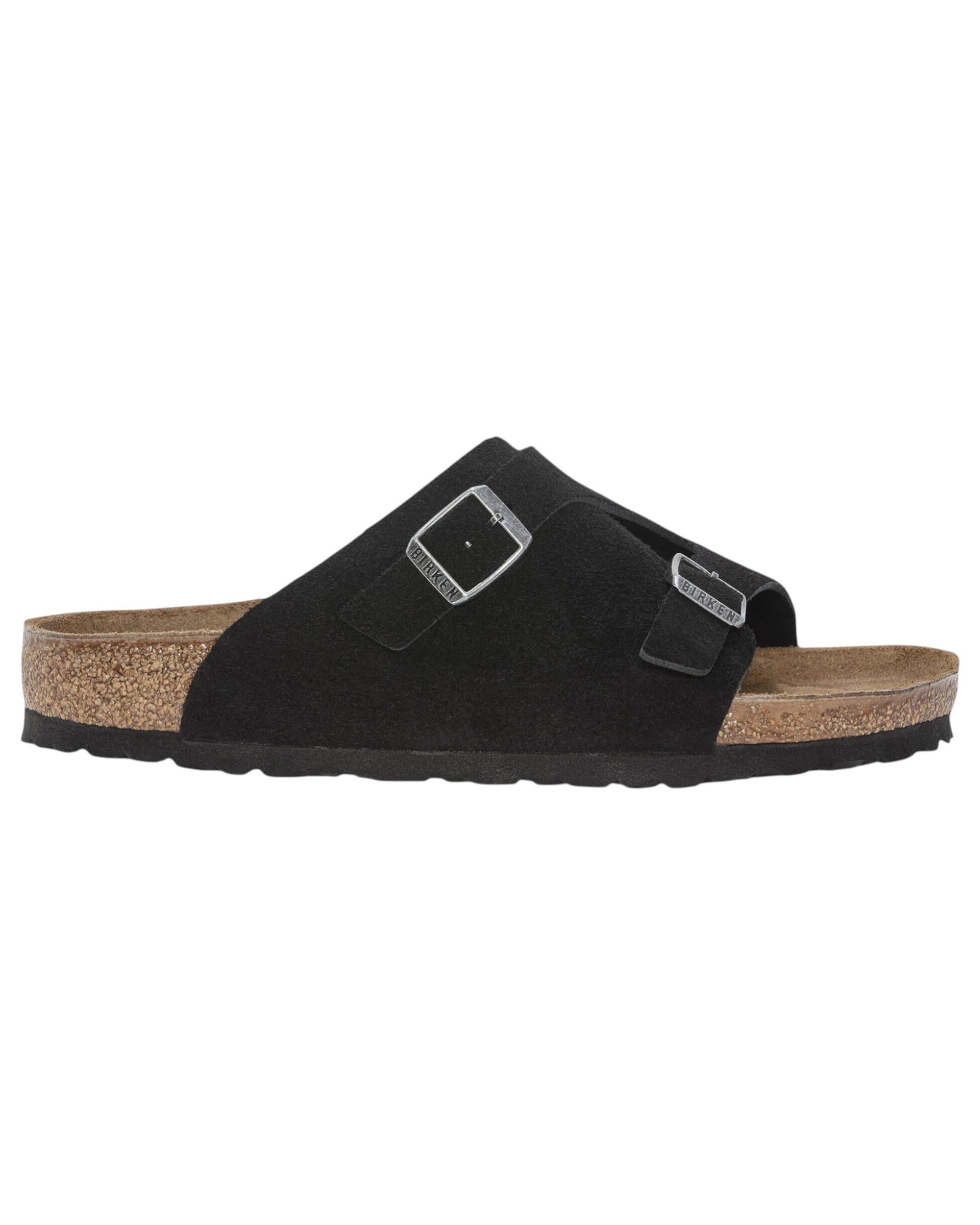 3 Birkenstock Unisex Zurich Suede Leather Regular Slip On Sandals BLACK, 3 of 6