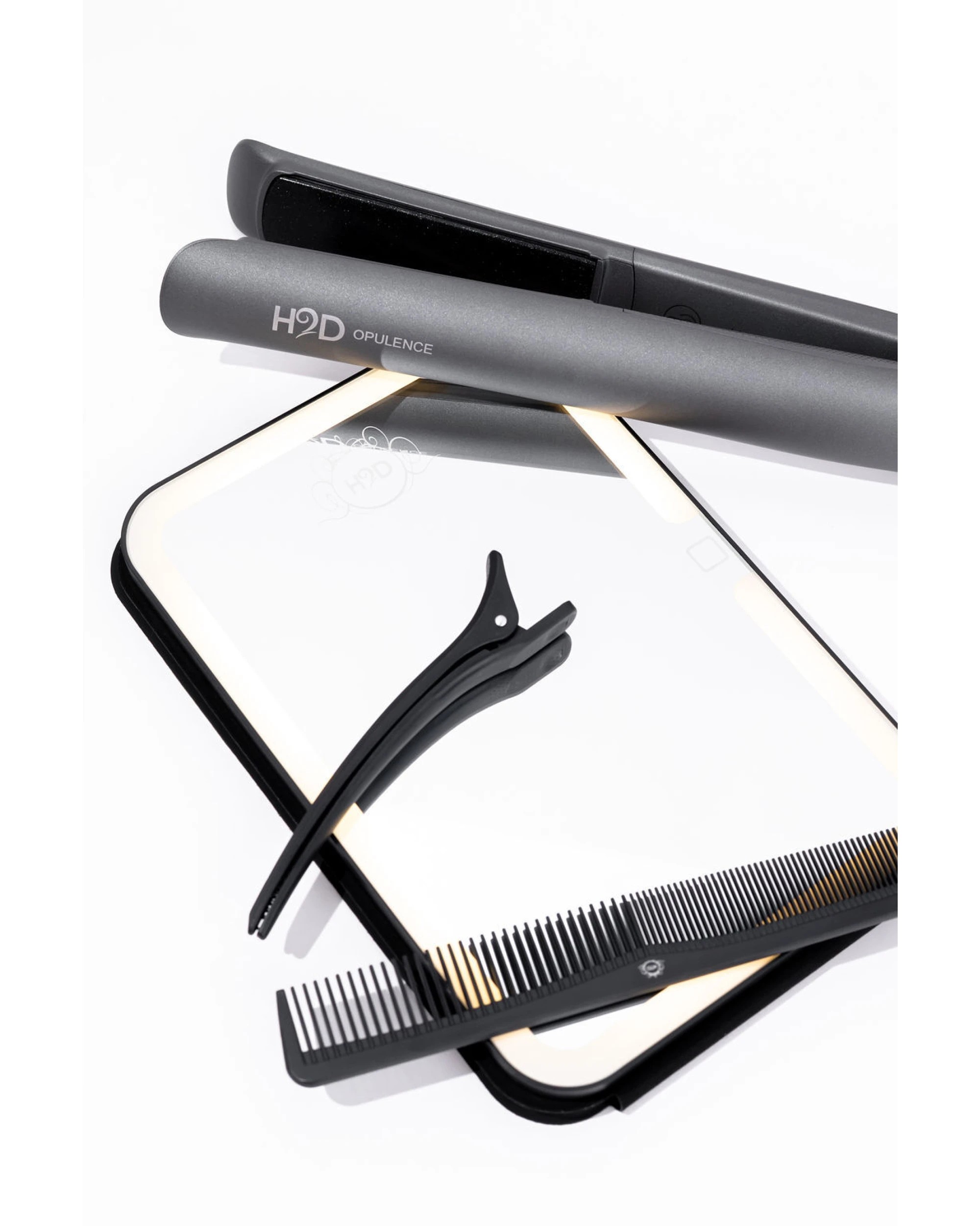 8 H2D Opulence Professional Ionic Hair Straightener w/ LED Mirror in Space Grey, 8 of 10