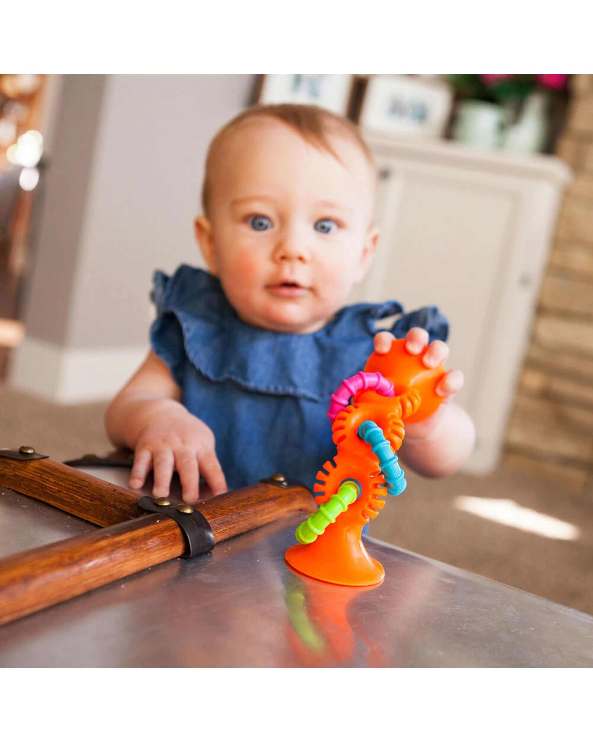 4 Fat Brain Toy Co PipSquigz Loops Sensory Toy Silicone Suction Cups - Orange, 4 of 8