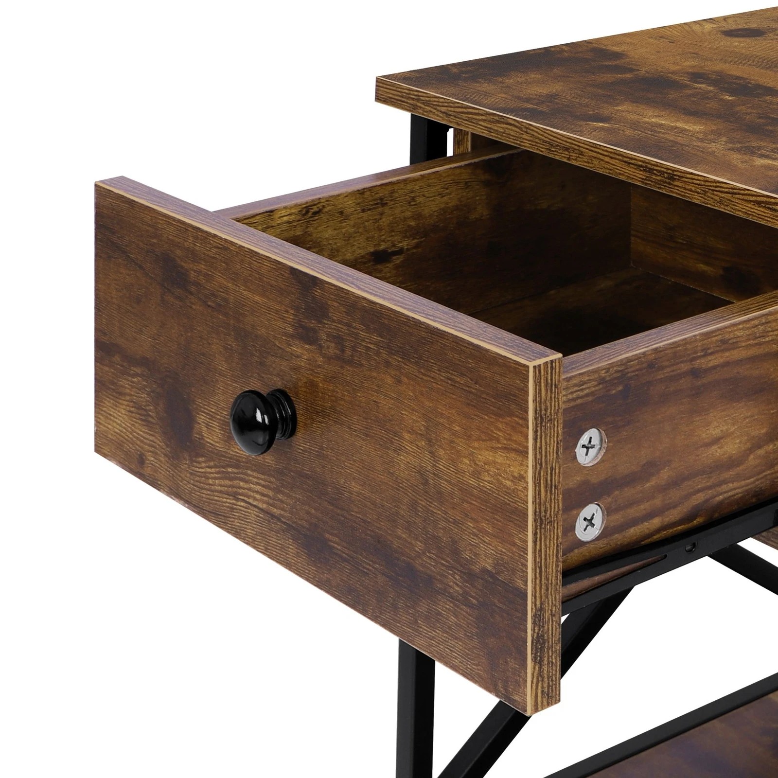 7 Alfordson Bedside Table Retro Wooden Nightstand Vintage Storage Side Cabinet - Brown, 7 of 10