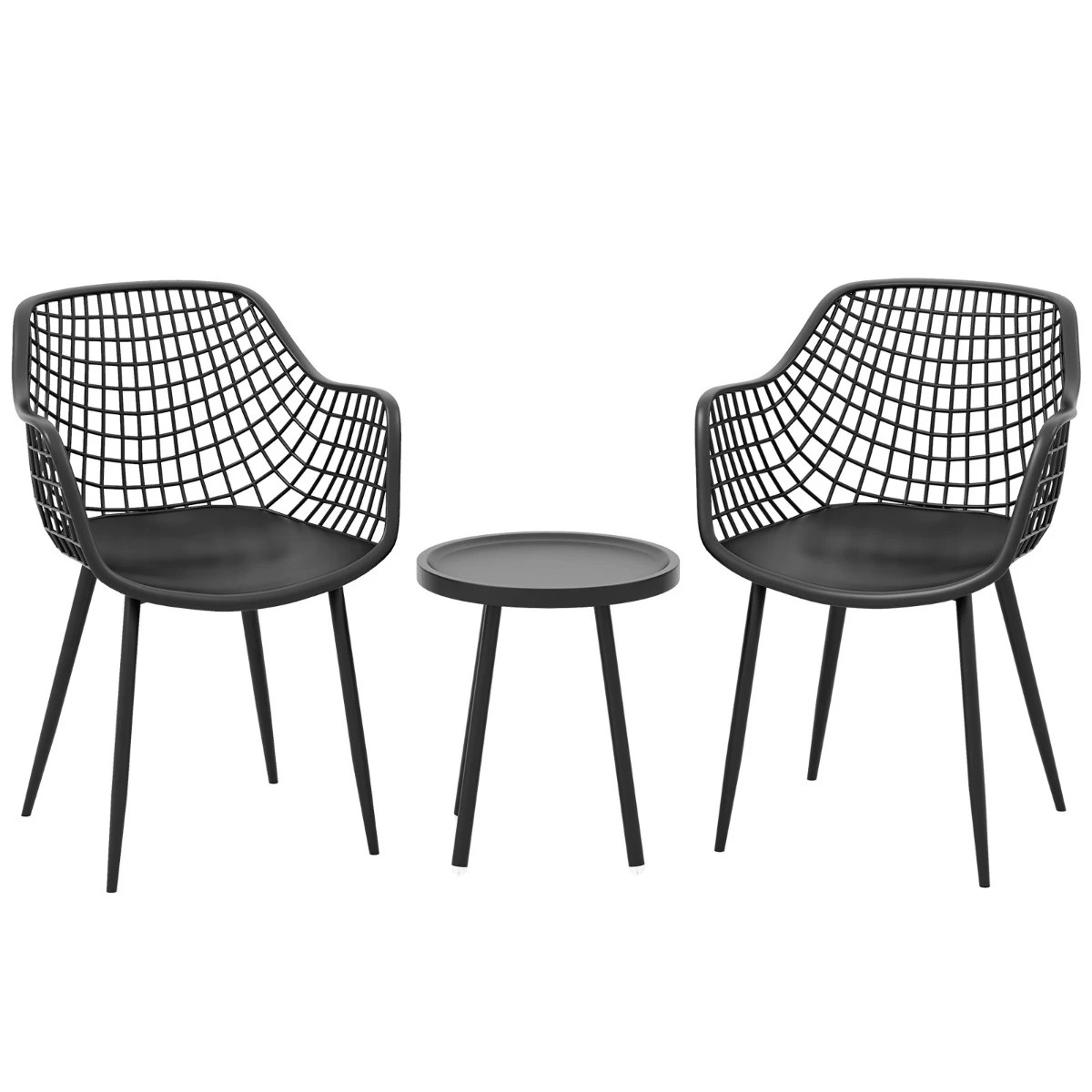 Costway 3PCS Patio Chair Set Bistro Chairs & Side Table Set Indoor ...