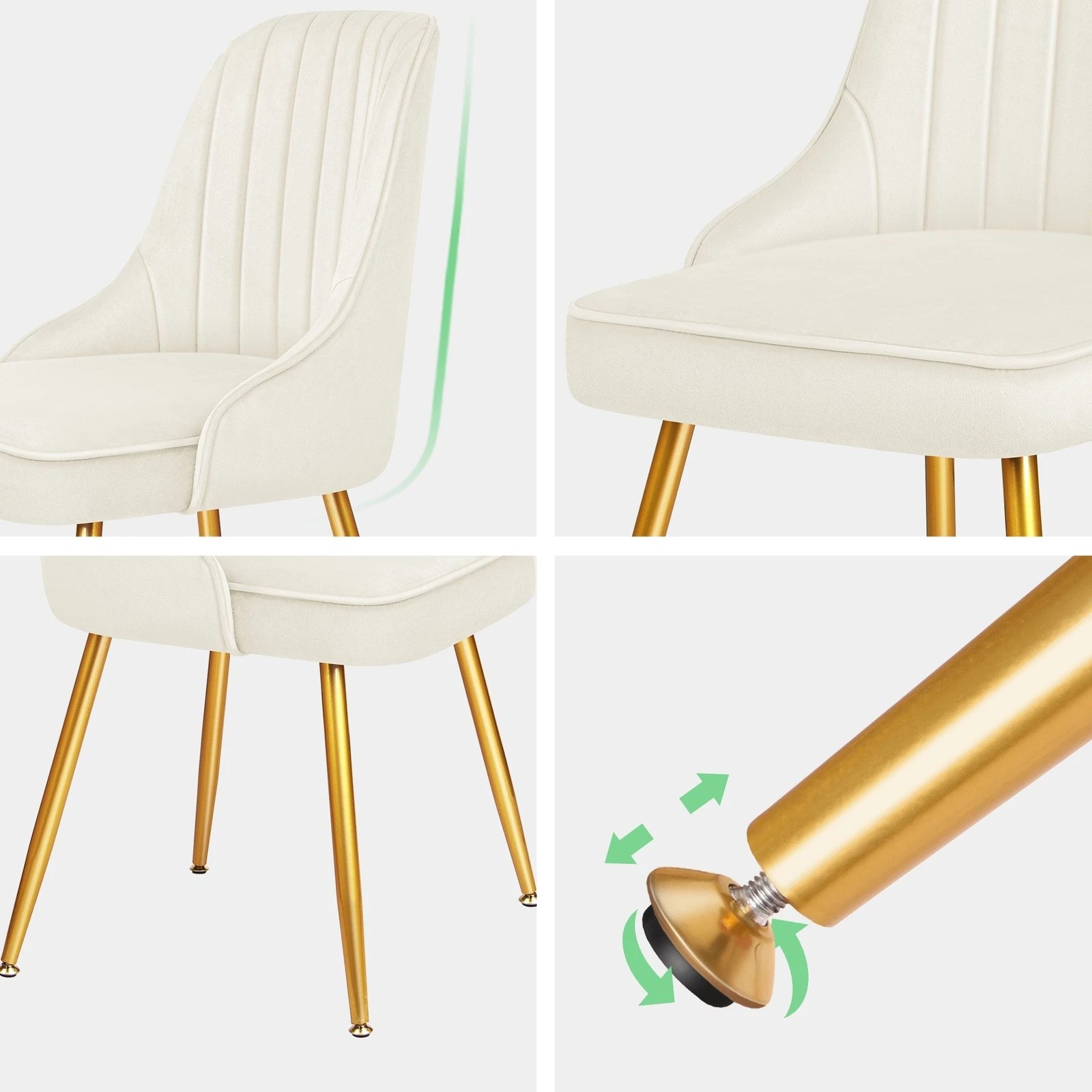 5 Alfordson 2x Dining Chairs Kitchen Accent Lounge Padded Tufted Seat Velvet - Beige, 5 of 10